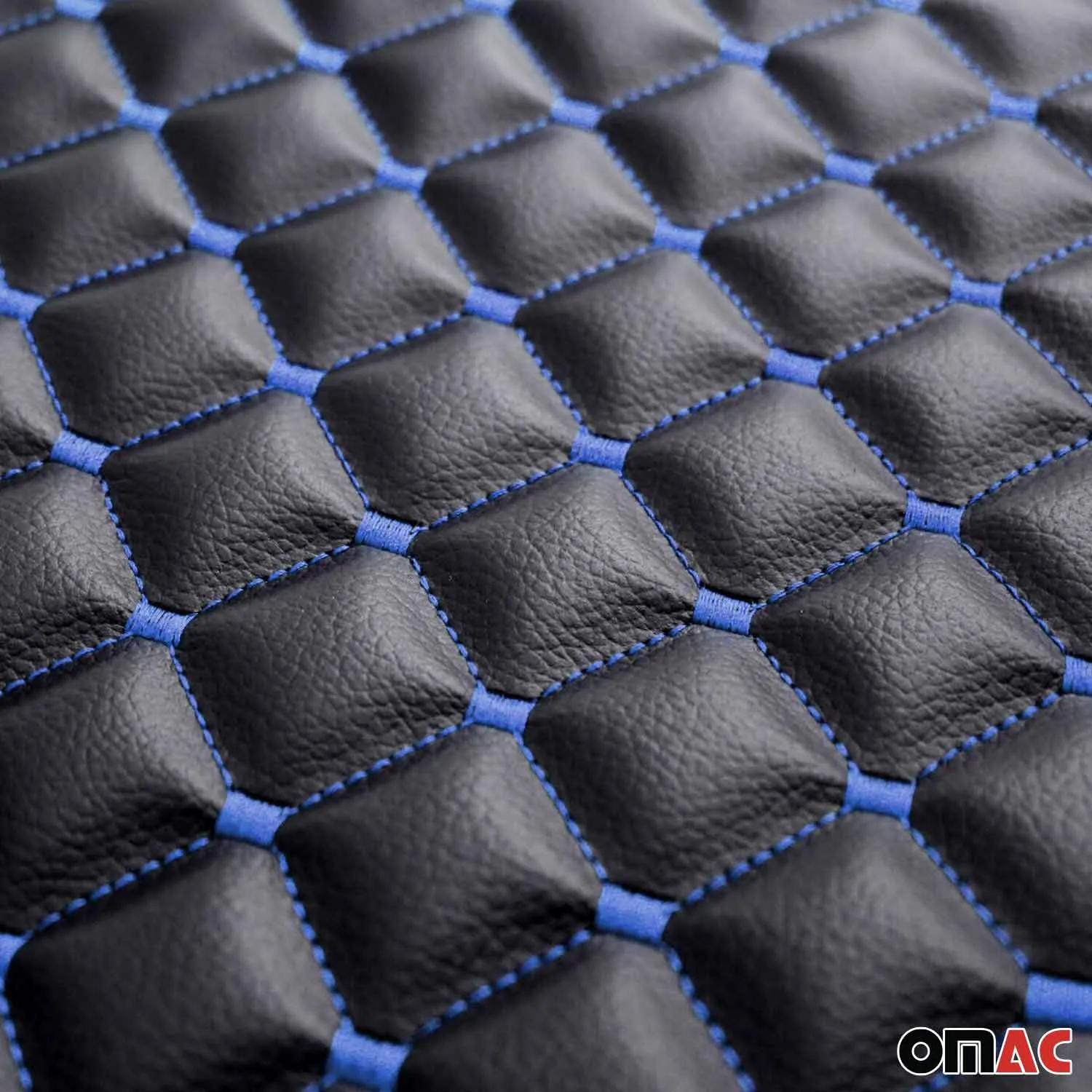 Dodge Leather Breathable Front Seat Cover Pads Black Blue 1Pc - Image 5