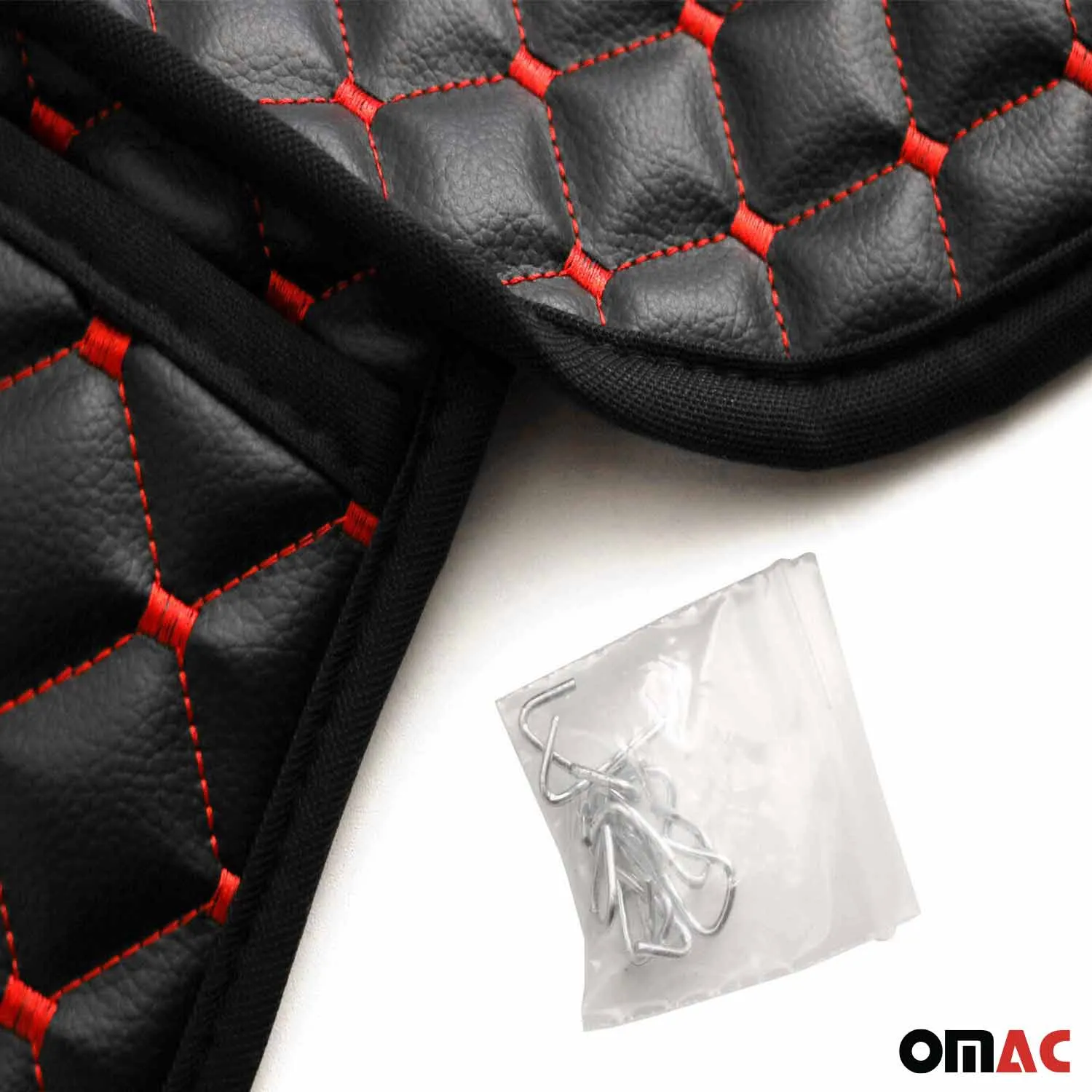 Dodge Ram Leather Breathable Front Seat Cover Pads Black Red 1Pc - Image 8