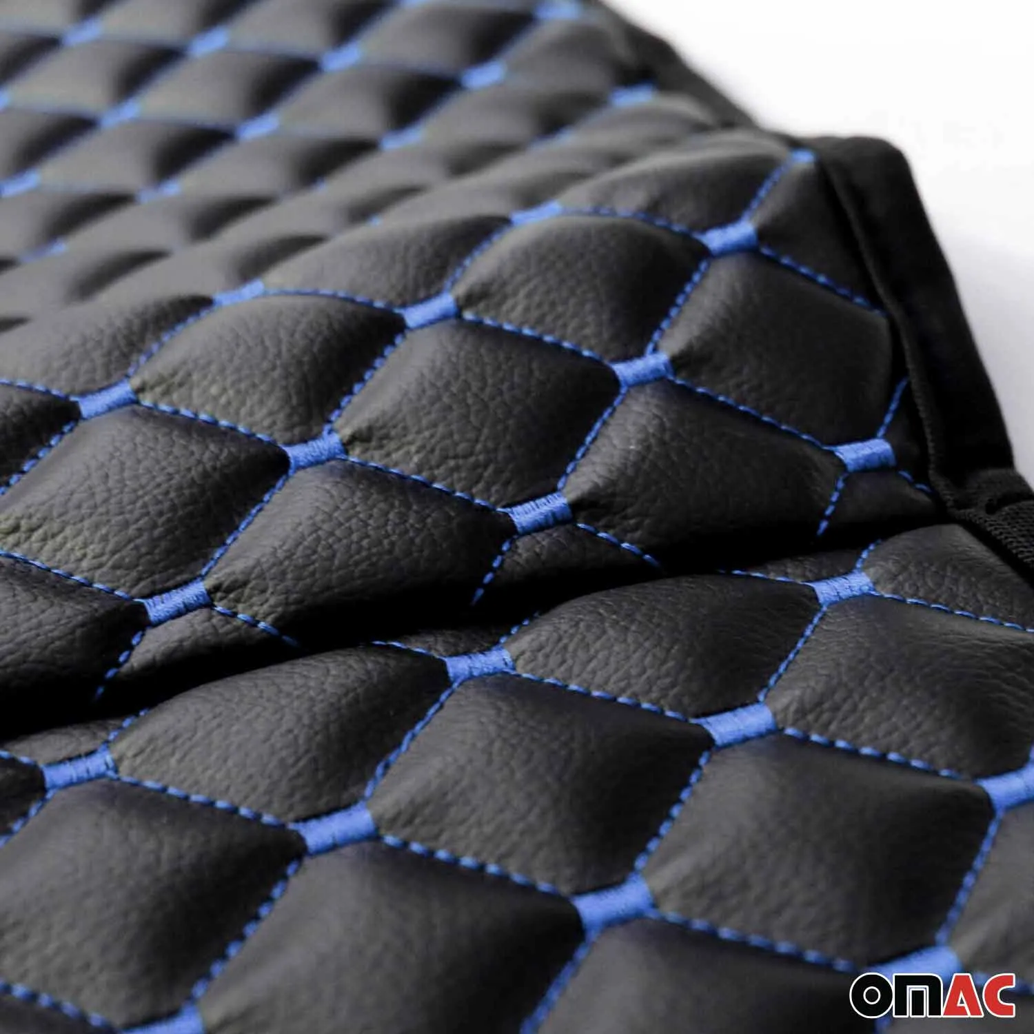 Infiniti Leather Breathable Front Seat Cover Pads Black Blue 1Pc - Image 4