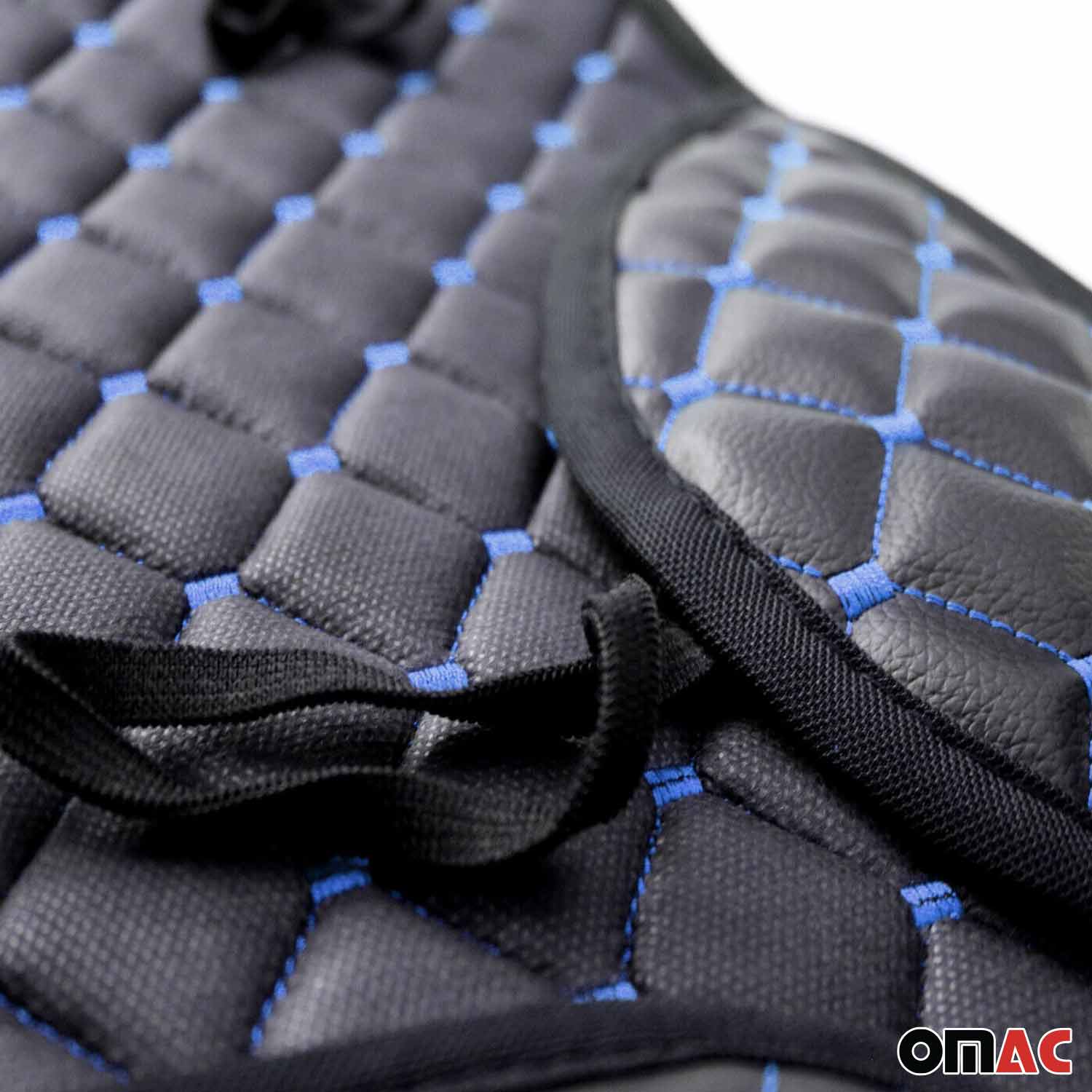 Land Rover Leather Breathable Front Seat Cover Pads Black Blue 1Pc - Image 6