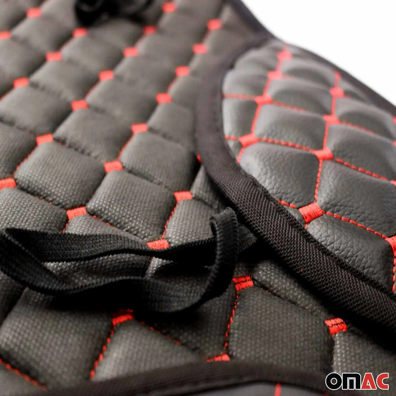 Subaru Leather Breathable Front Seat Cover Pads Black Red 1Pc - Image 6