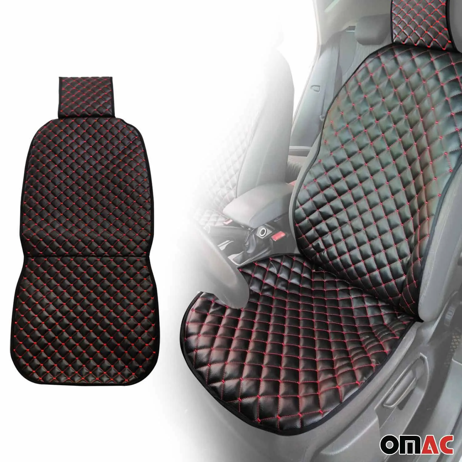 Toyota RAV4 Leather Breathable Front Seat Cover Pads Black Red 1Pc - Image 2