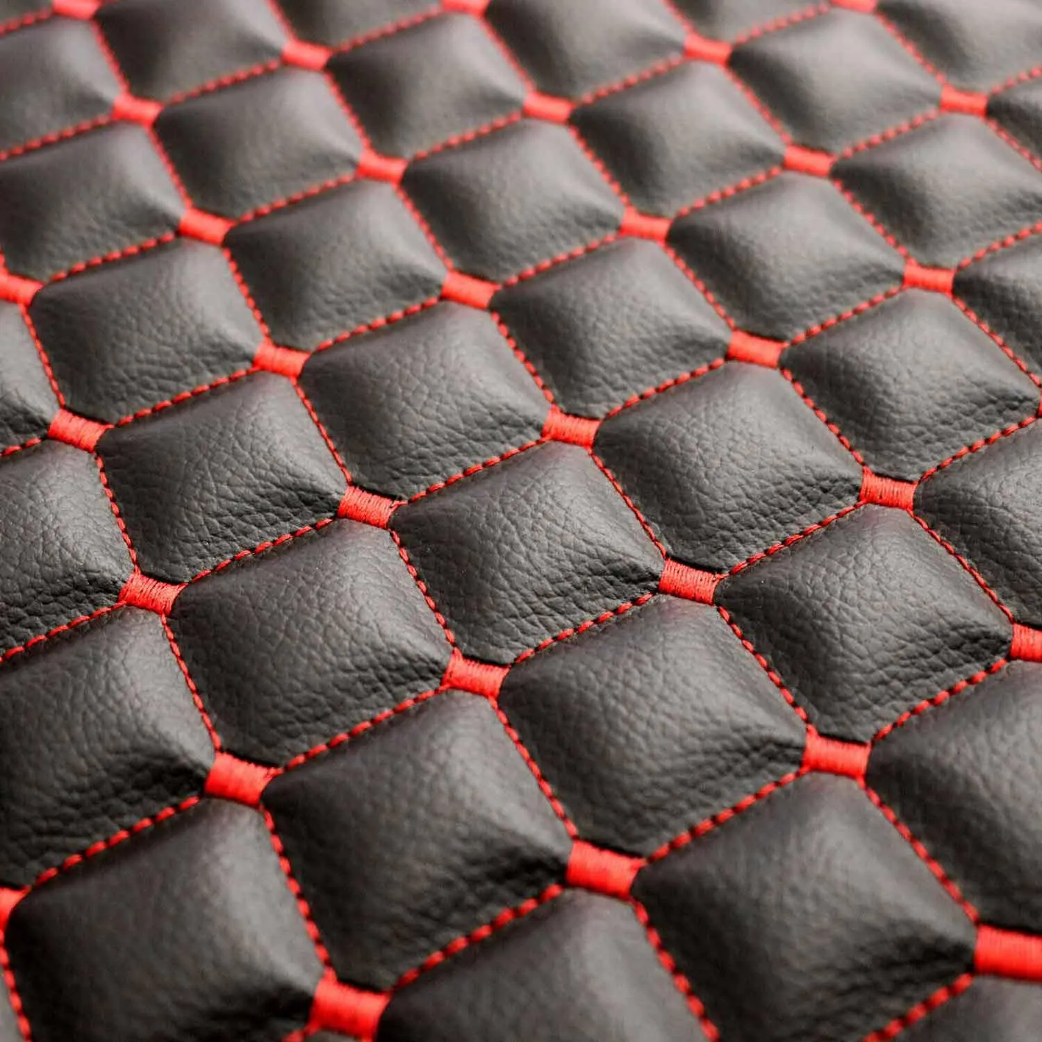 VW Leather Breathable Front Seat Cover Pads Black Red 1Pc - Image 5