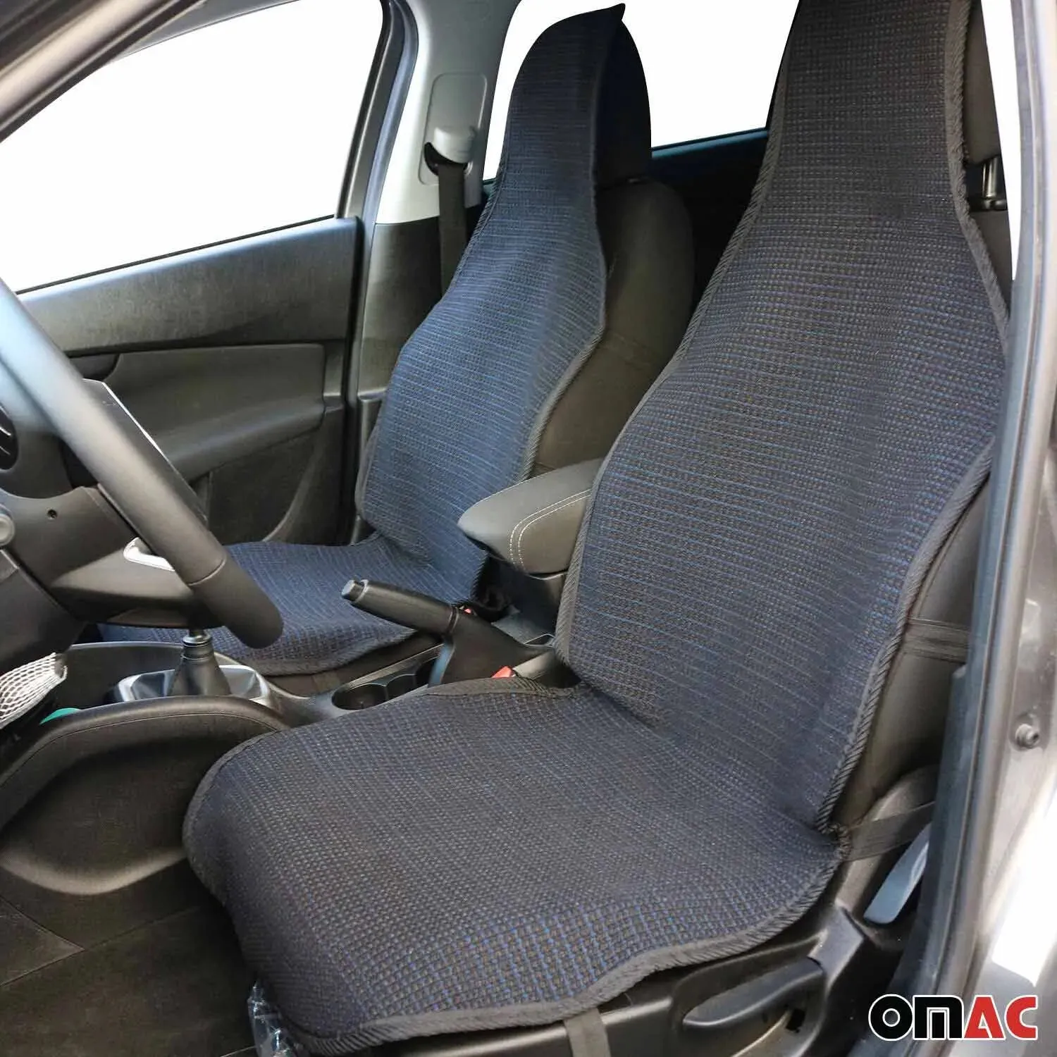 Hyundai Antiperspirant Front Seat Cover Pads Black Dark Blue 2 Pcs - Image 2