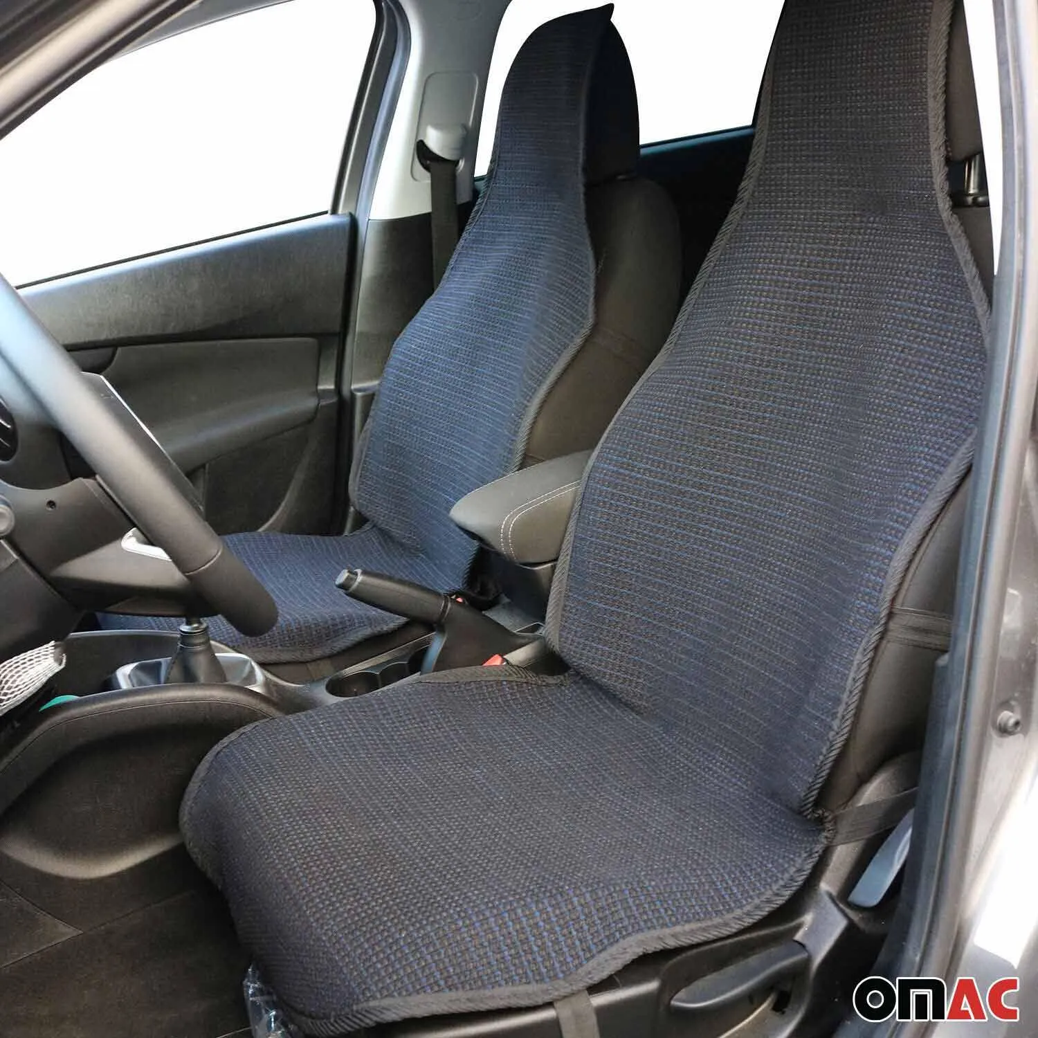 Kia Antiperspirant Front Seat Cover Pads Black Dark Blue 2 Pcs - Image 2