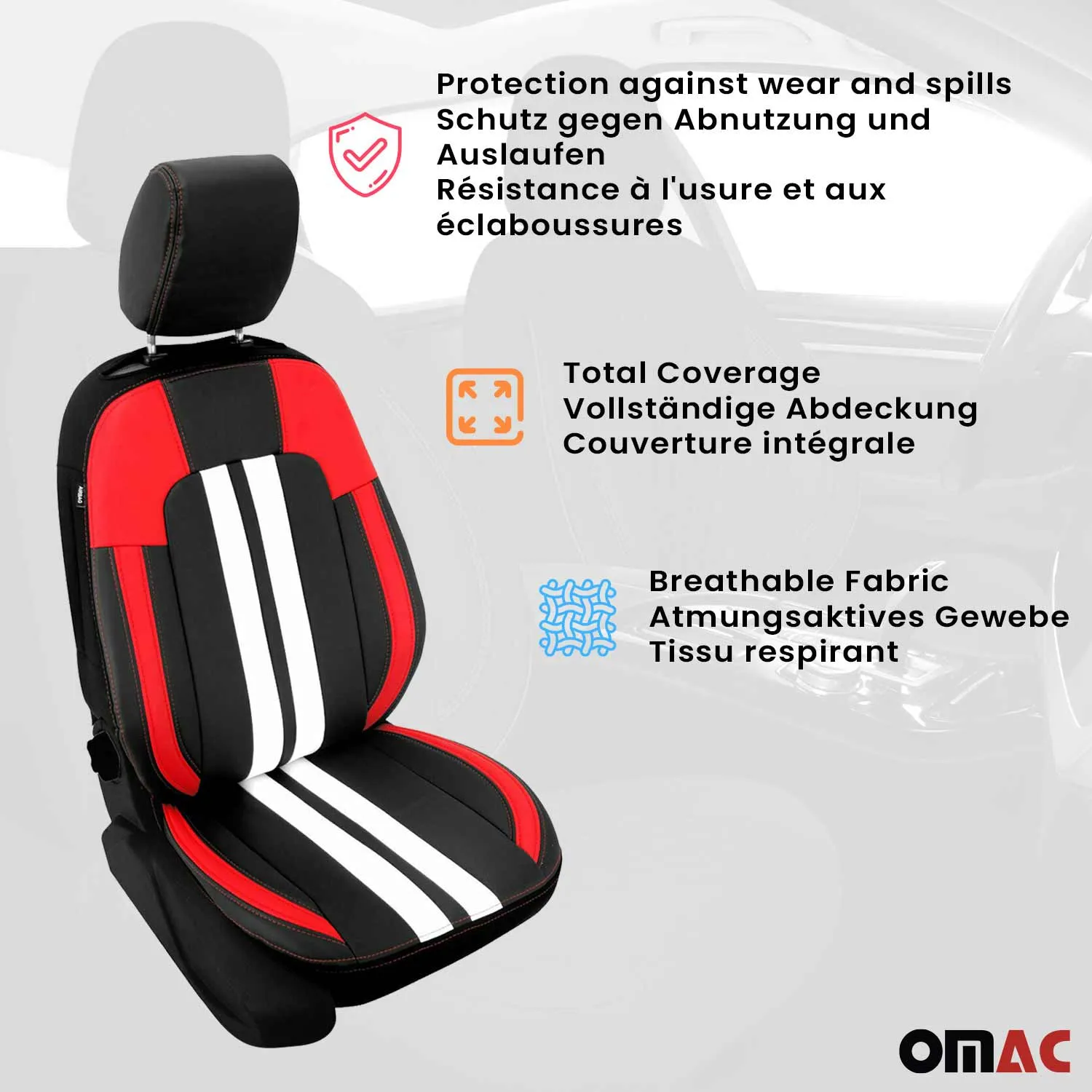 Smart Front Car Seat Covers Protector Black White Breathable Cotton - Image 3