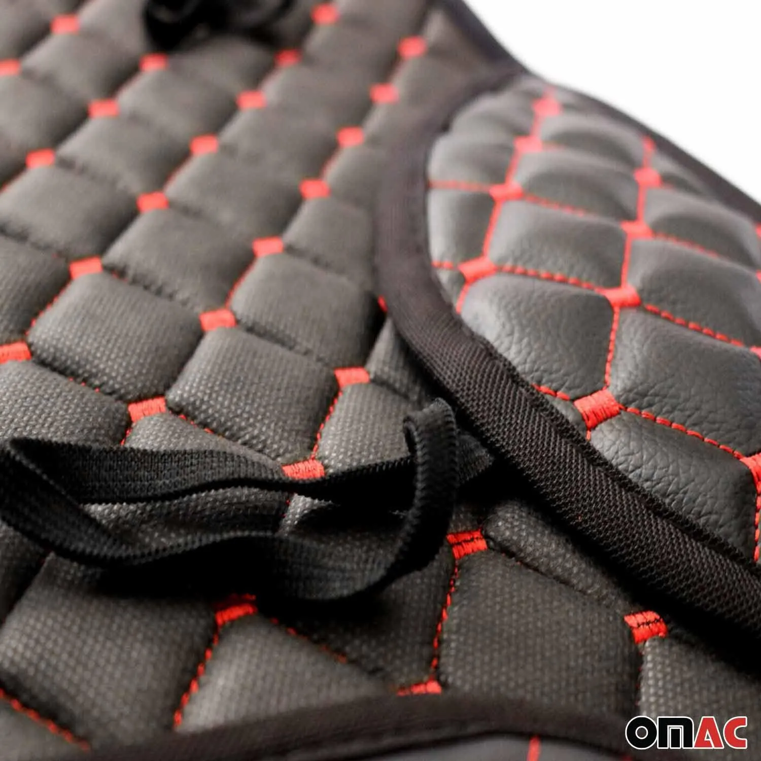Honda Leather Breathable Front Seat Cover Pads Black Red 1Pc - Image 6