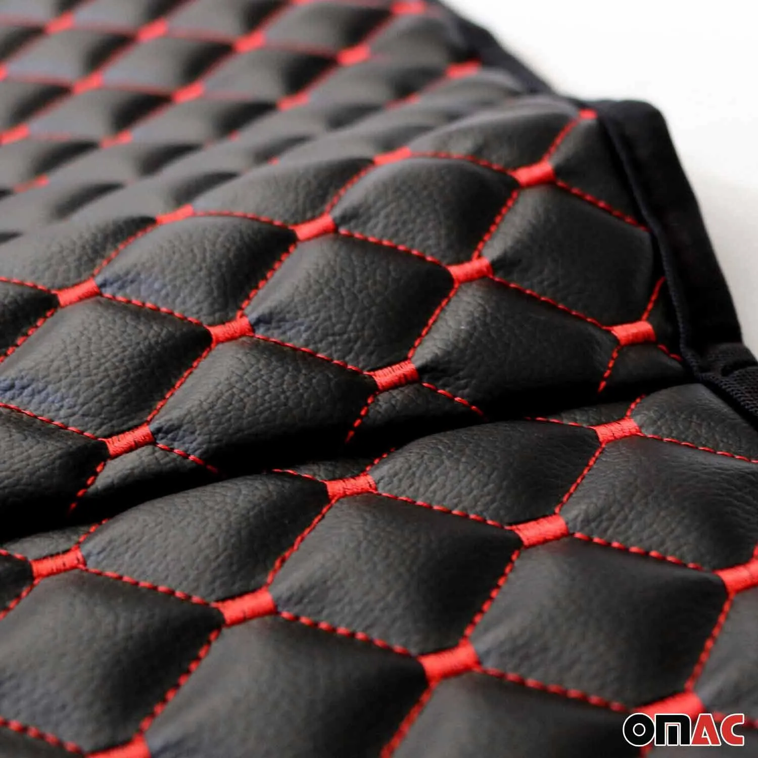 Hummer Leather Breathable Front Seat Cover Pads Black Red 1Pc - Image 4