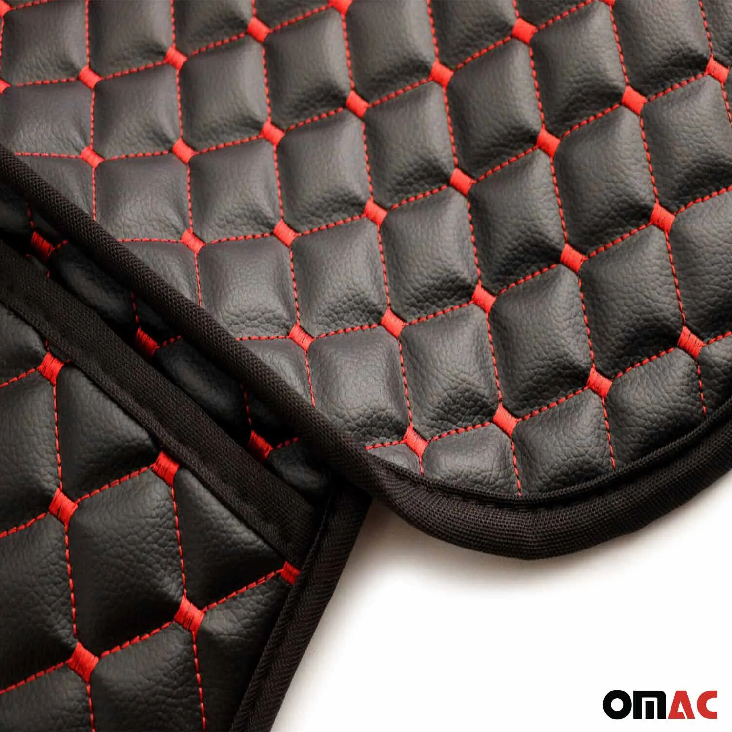 RAM Leather Breathable Front Seat Cover Pads Black Red 1Pc - Image 3