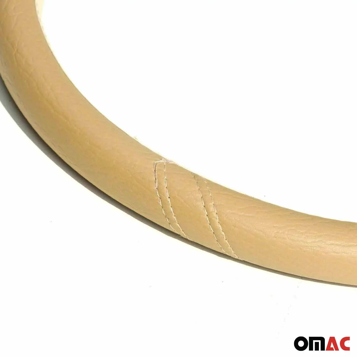 14.5-15.5’’ Steering Wheel Cover Dark Beige Leather Anti-slip Breathable - Image 9