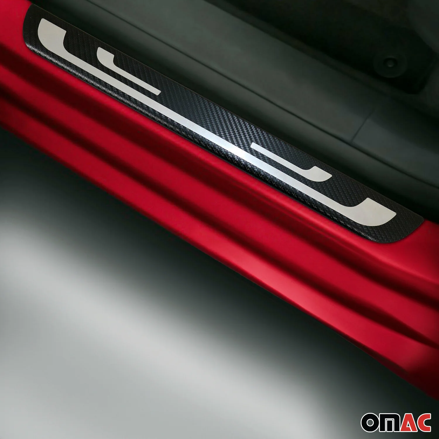 2017-2019 Ford Escape Door Sill Scuff Plate Illuminated Stainless Steel Carbon Foiled - Image 2