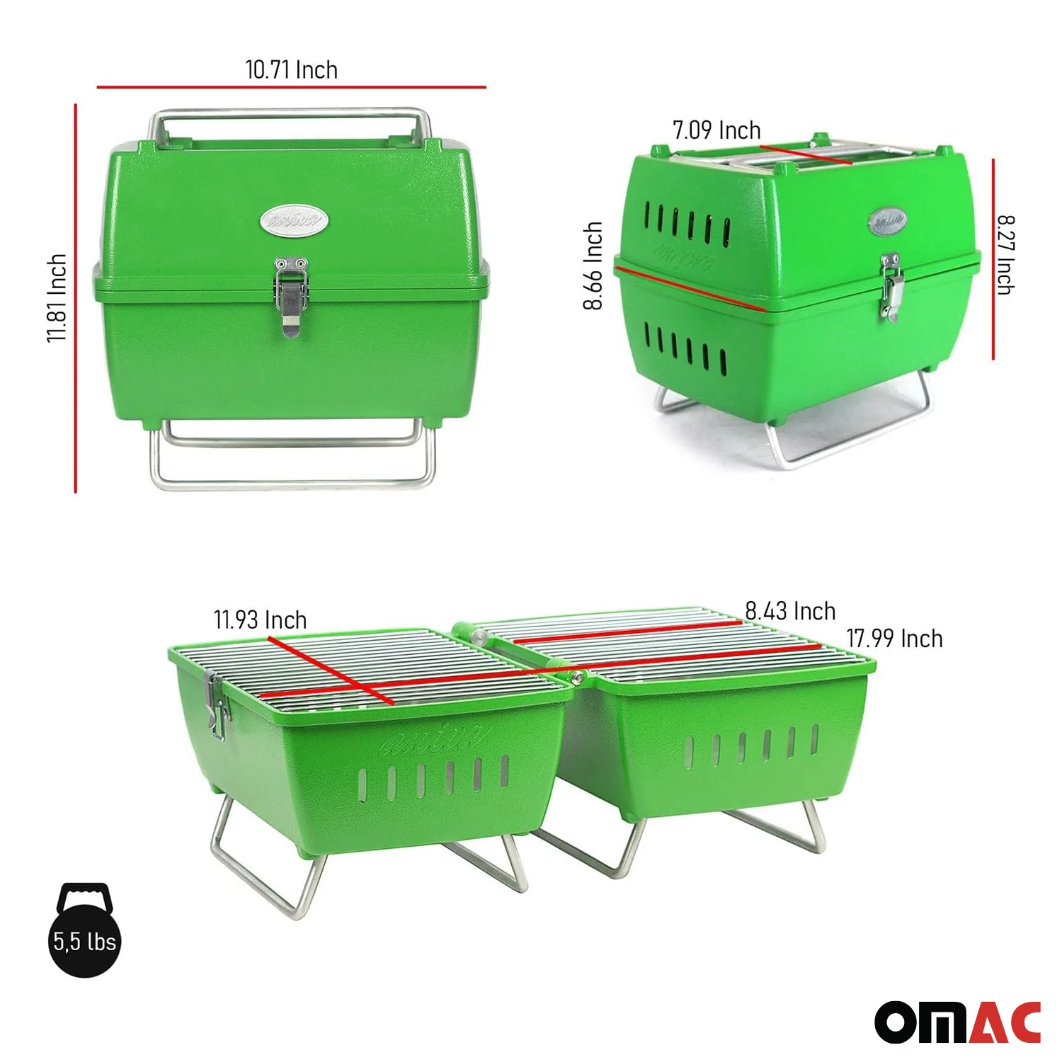 Charcoal Grill Portable Grill Garden Outdoor Green Picnic Grill 13 Pcs BBQ - Image 3