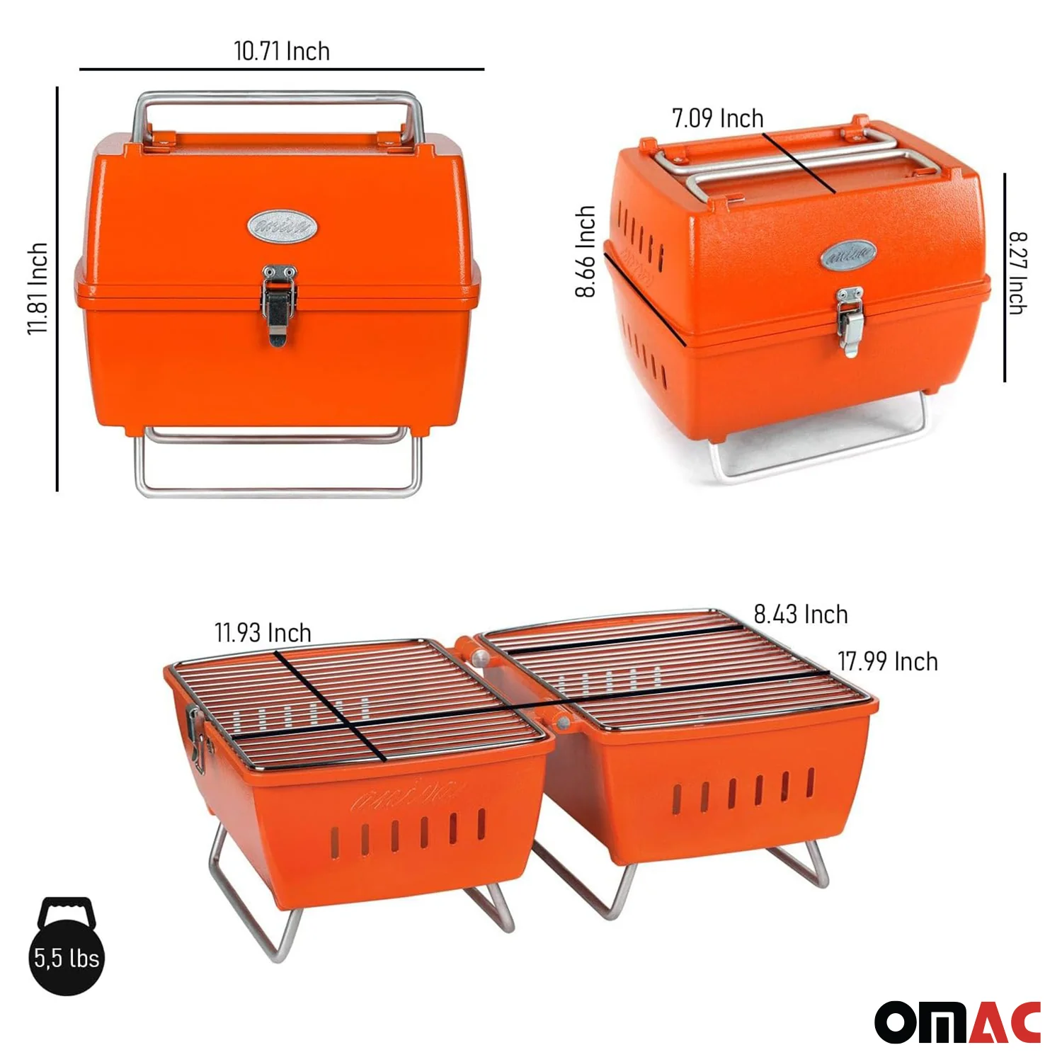 Charcoal Grill Portable Grill Garden Outdoor Orange Picnic Grill 13 Pcs BBQ - Image 3