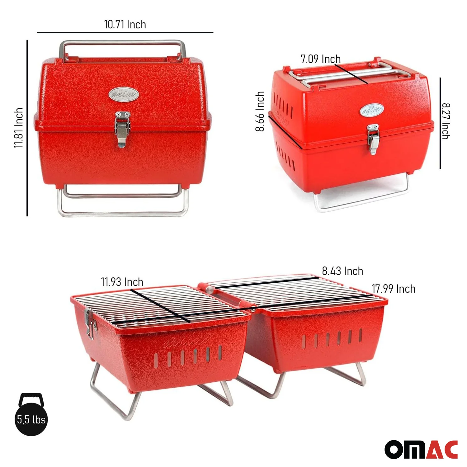 Charcoal Grill Portable Grill Garden Outdoor Red Picnic Grill 13 Pcs BBQ - Image 3