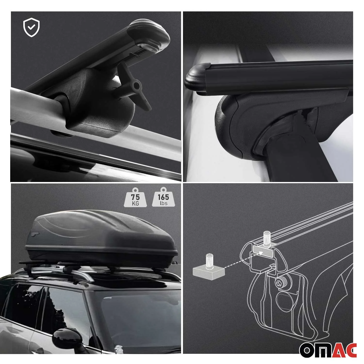 2005-2009 Chevrolet Uplander Roof Rack Cross Bars Black - Image 4