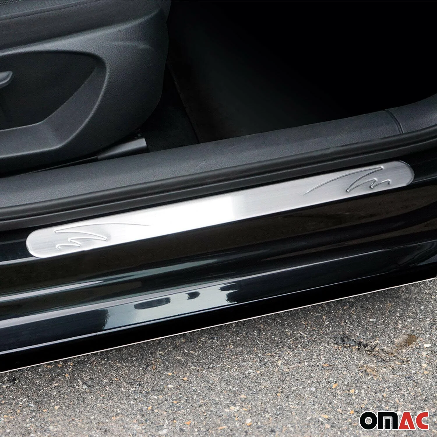 Cadillac Door Sill Scuff Plate Scratch Protector Stainless Steel Silver Wave 4 Pcs - Image 2