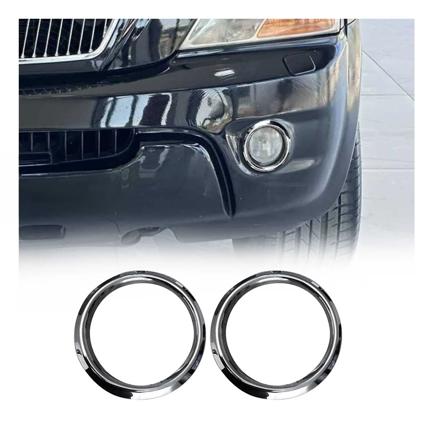 2003-2009 Kia Sorento Fog Light Lamp Bezel Cover Stainless Steel Silver 2 Pcs