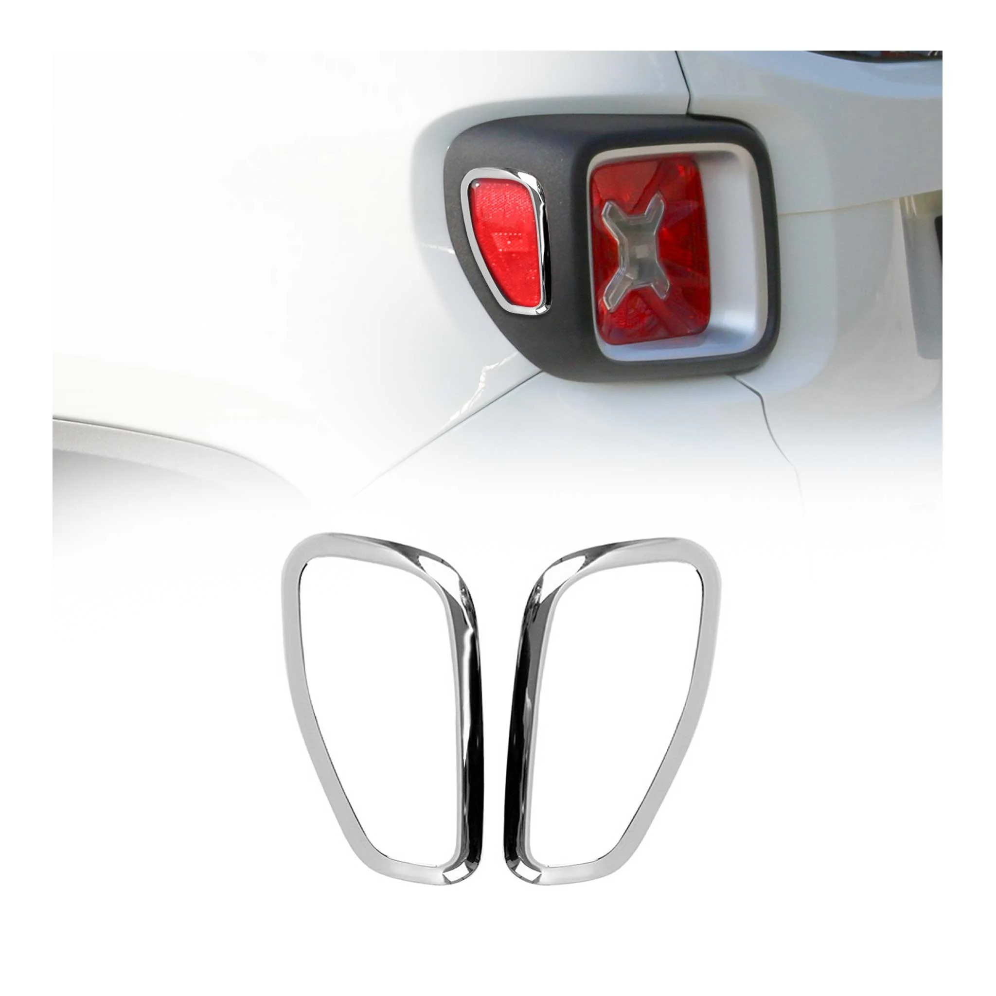2015-2024 Jeep Renegade Rear Trunk Molding Trim Silver 2 Pcs