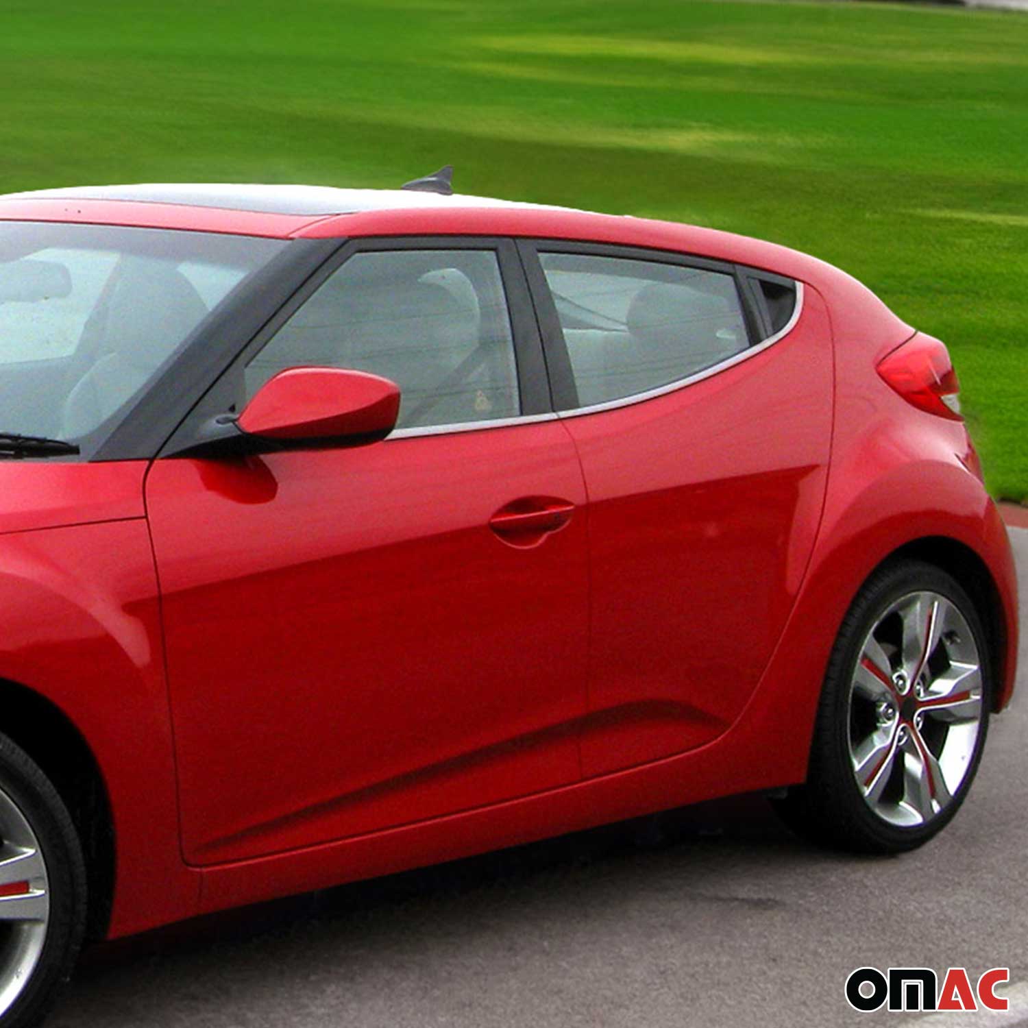 2012-2017 Hyundai Veloster Window Molding Trim Streamer Stainless Steel Silver 4 Pcs - Image 3