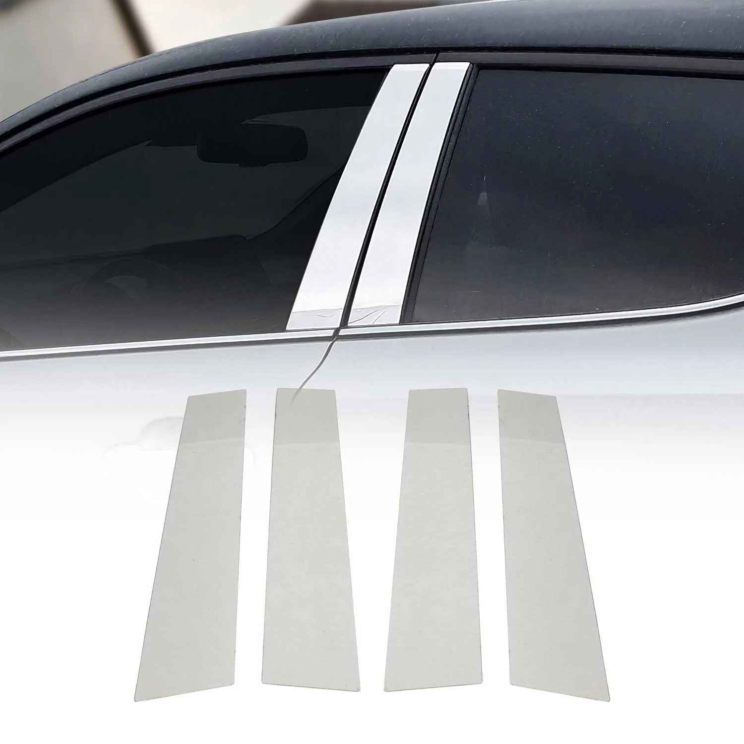 2021-2026 Hyundai Elantra Window B Pillar Posts Door Trim Stainless Steel Silver 4x