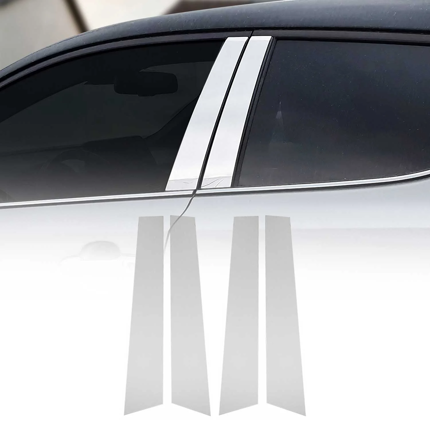 2019-2025 Toyota RAV4 Window B Pillar Posts Door Trim Cover Stainless Steel Silver 4x