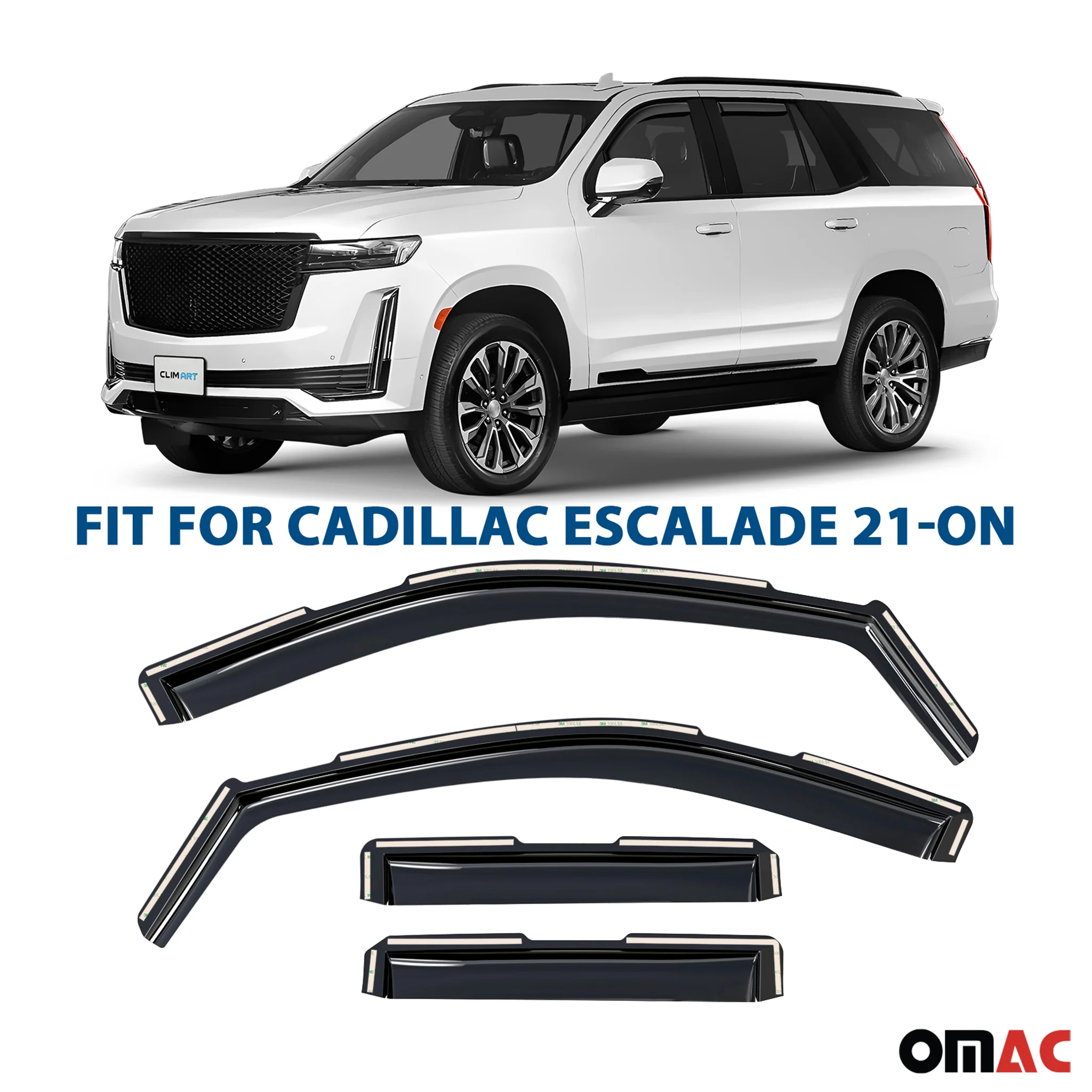 Clim Art Wind Deflectors for Cadillac Escalade 2021-2025 Shatterproof 4 Pcs - Image 2