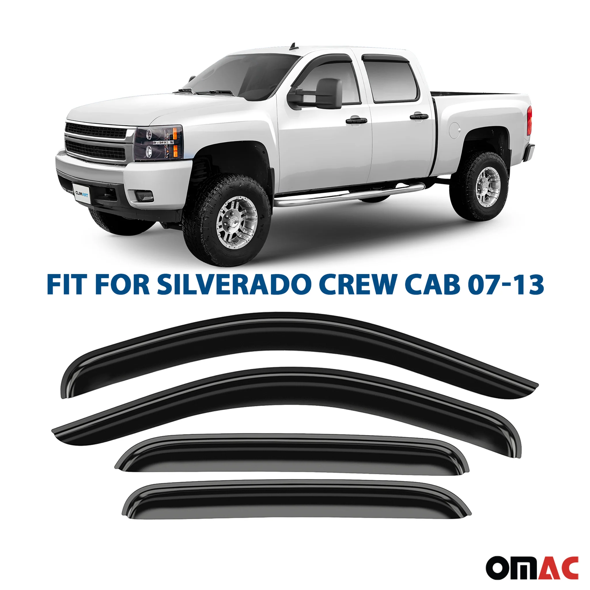 Clim Art Wind Deflectors for Chevrolet Avalanche 2007-2013 Shatterproof Smoke 4x - Image 2