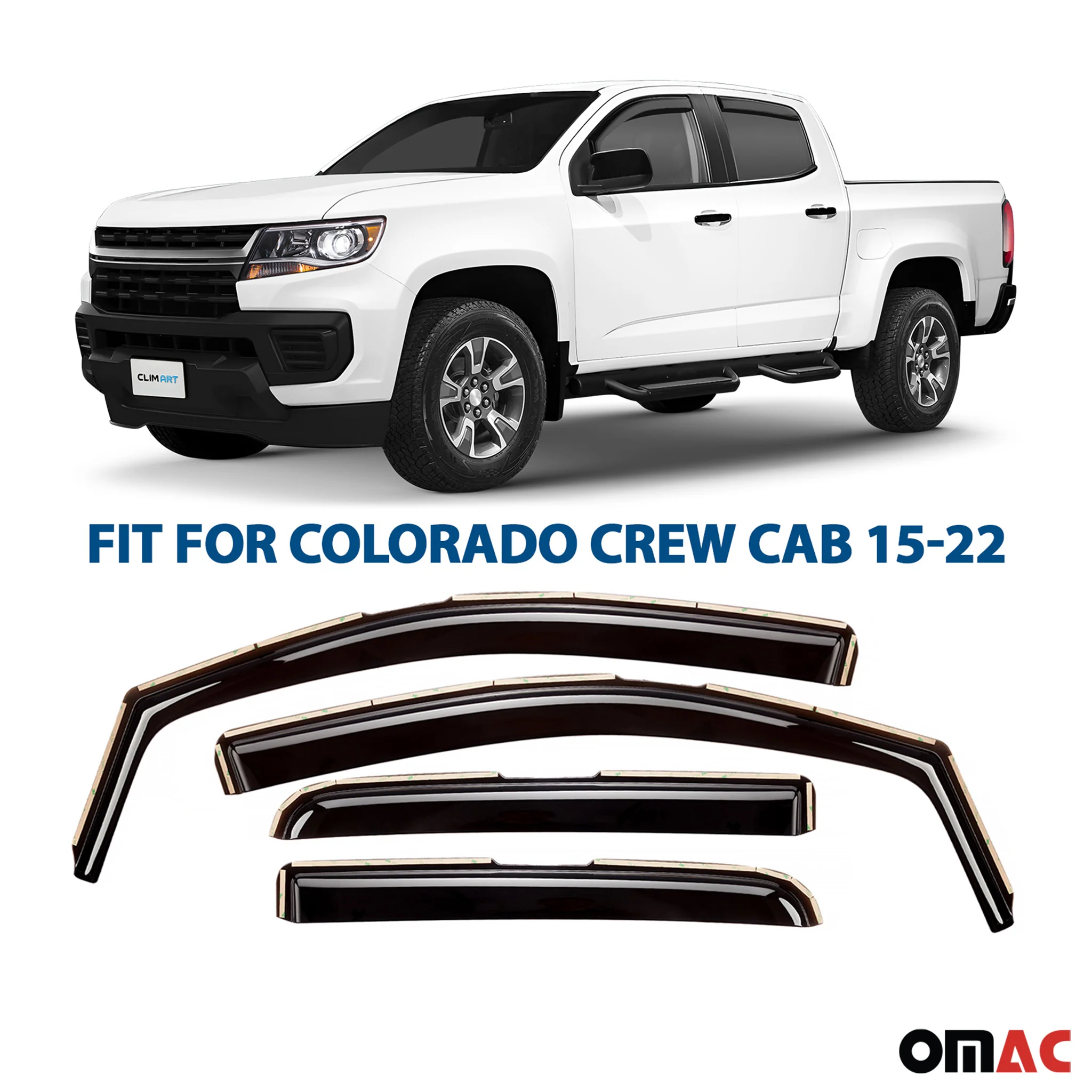 Clim Art Wind Deflectors for Chevrolet Colorado 2015-2022 Crew Cab 4 Pcs - Image 2