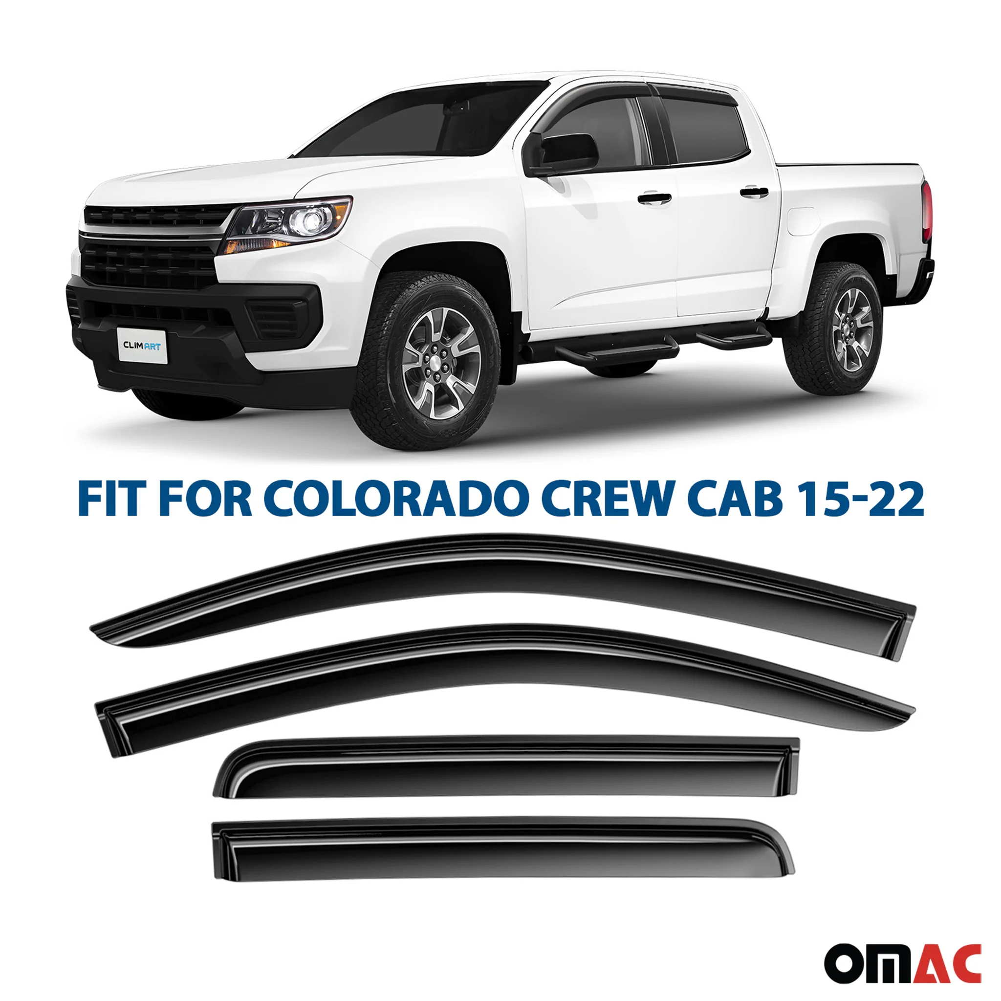 Clim Art Wind Deflectors for Chevrolet Colorado 2015-2022 Crew Cab Smoke 4 Pcs - Image 2
