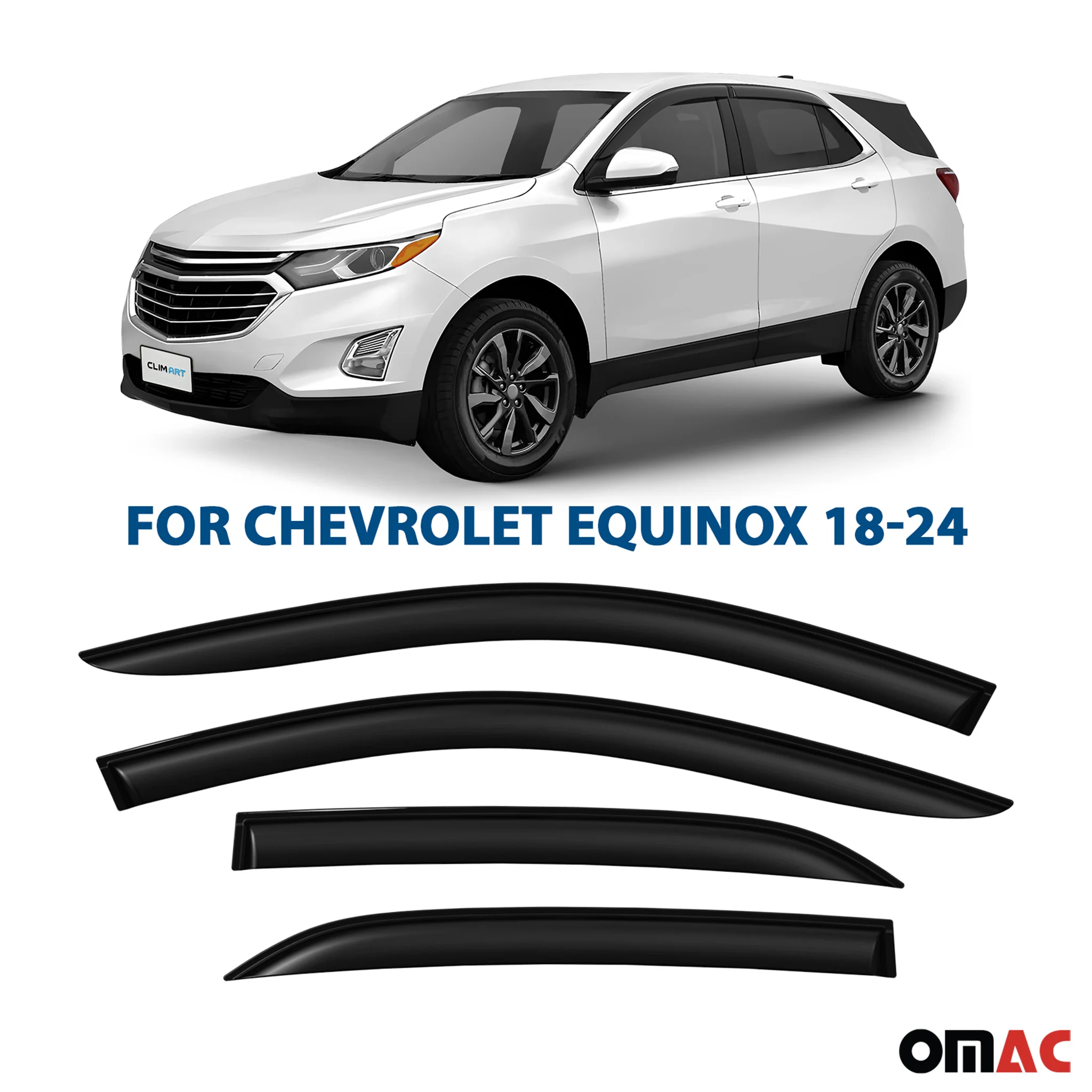 Clim Art Wind Deflectors for Chevrolet Equinox 2018-2024 Shatterproof Smoke 4x - Image 2