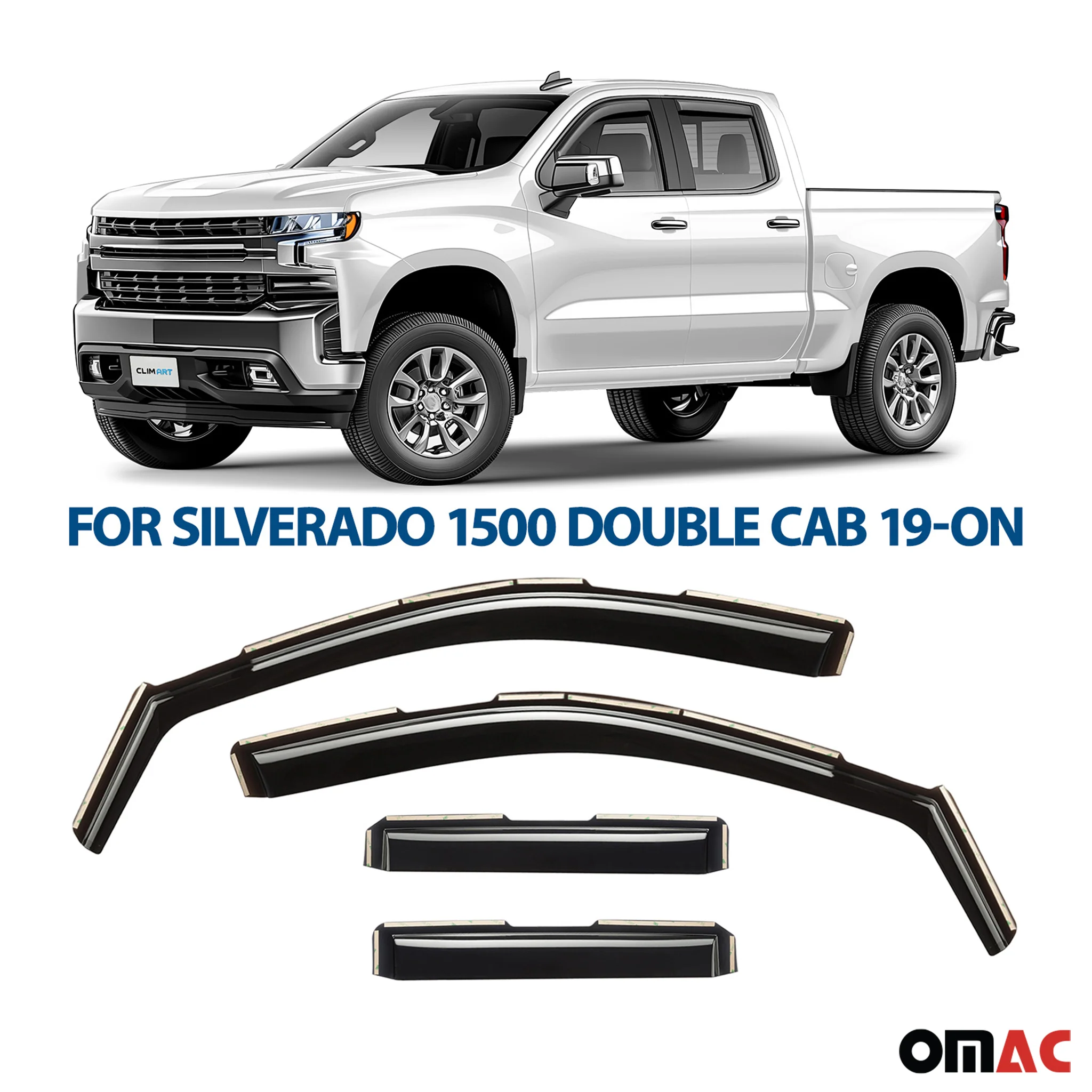 Clim Art Wind Deflectors for Chevrolet Silverado 1500 2019-2025 Double Cab 4x - Image 2