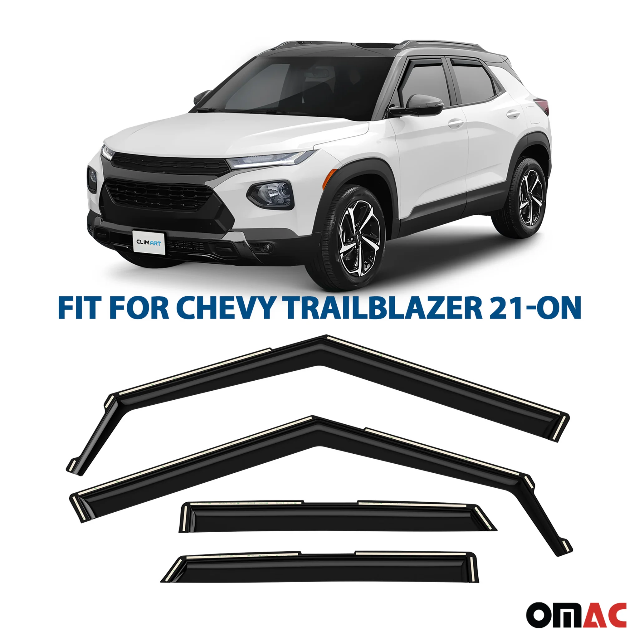Clim Art Wind Deflectors for Chevrolet TrailBlazer 2021-2025 Shatterproof 4 Pcs - Image 2
