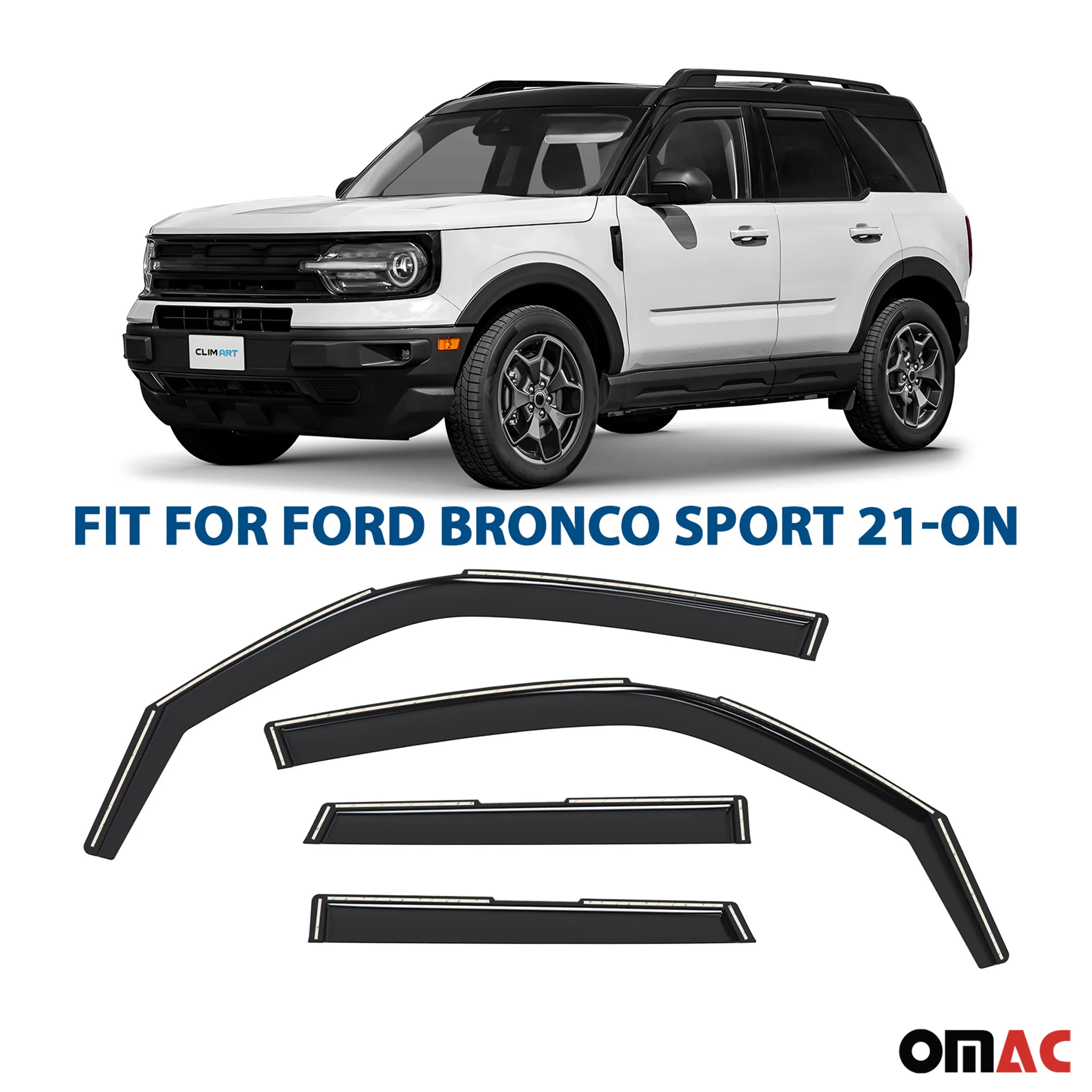 Clim Art Wind Deflectors for Ford Bronco Sport 2021-2025 Shatterproof 4 Pcs - Image 2