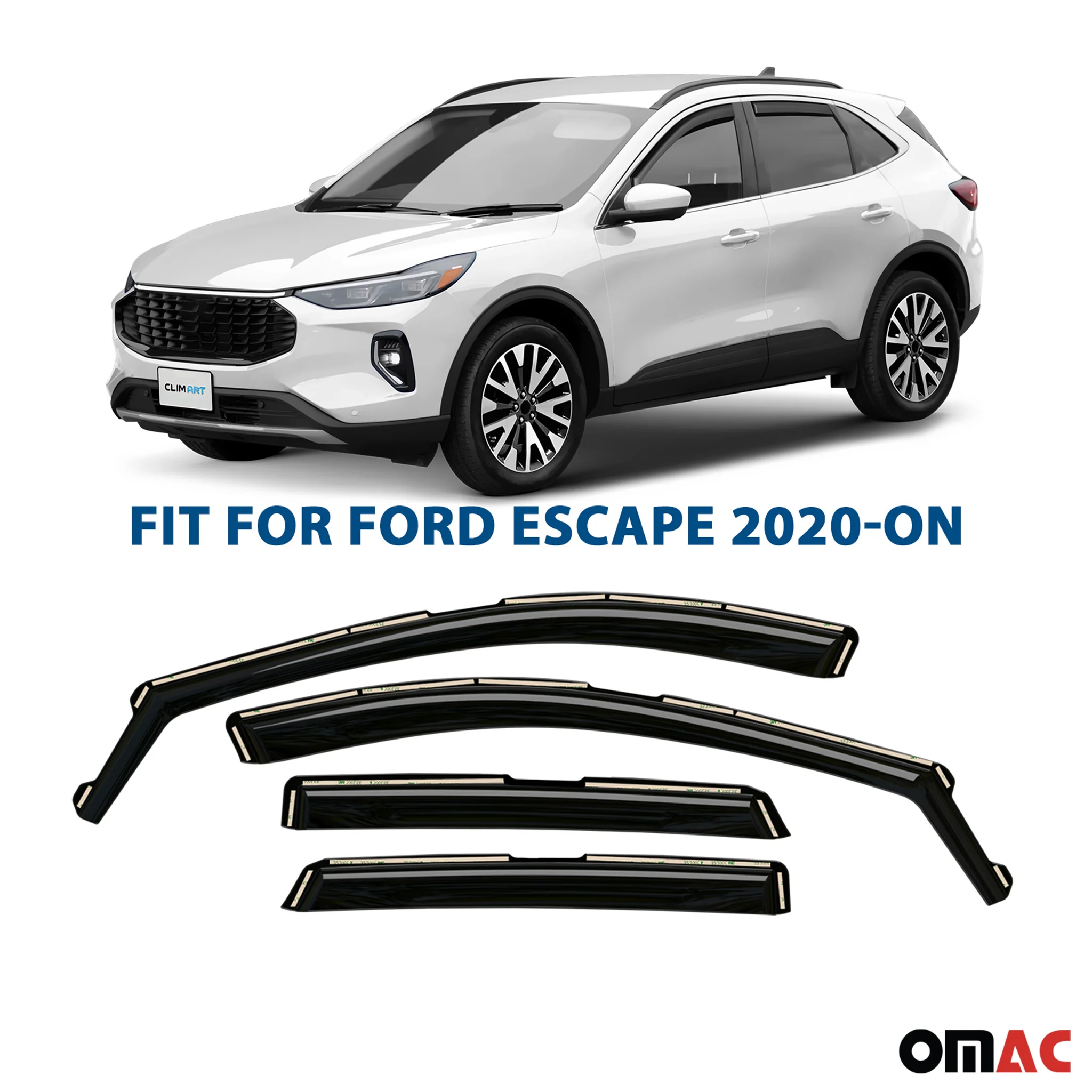 Clim Art Wind Deflectors for Ford Escape 2020-2025 Dark Smoke 4 Pcs - Image 2