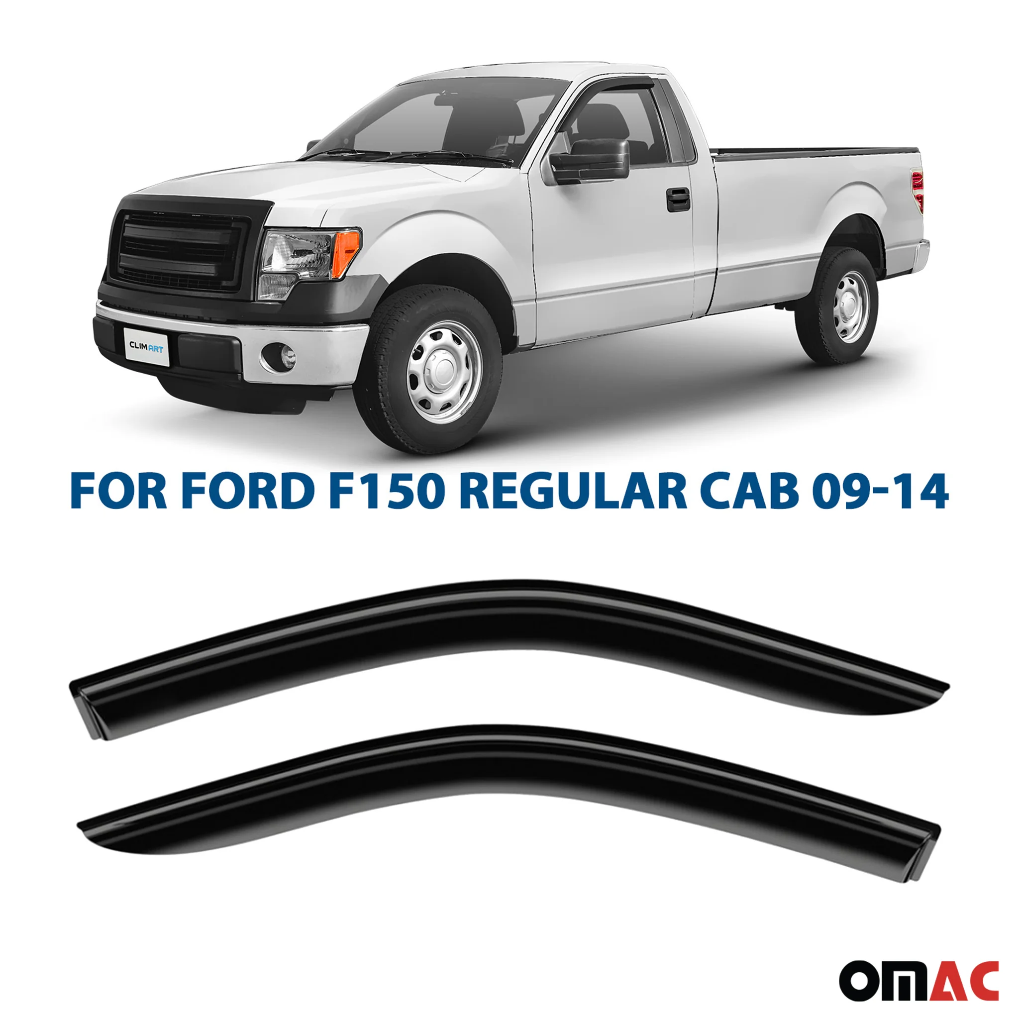 Clim Art Wind Deflectors for Ford F150 2004-14 Super Regular SuperCrew Smoke 2x - Image 2