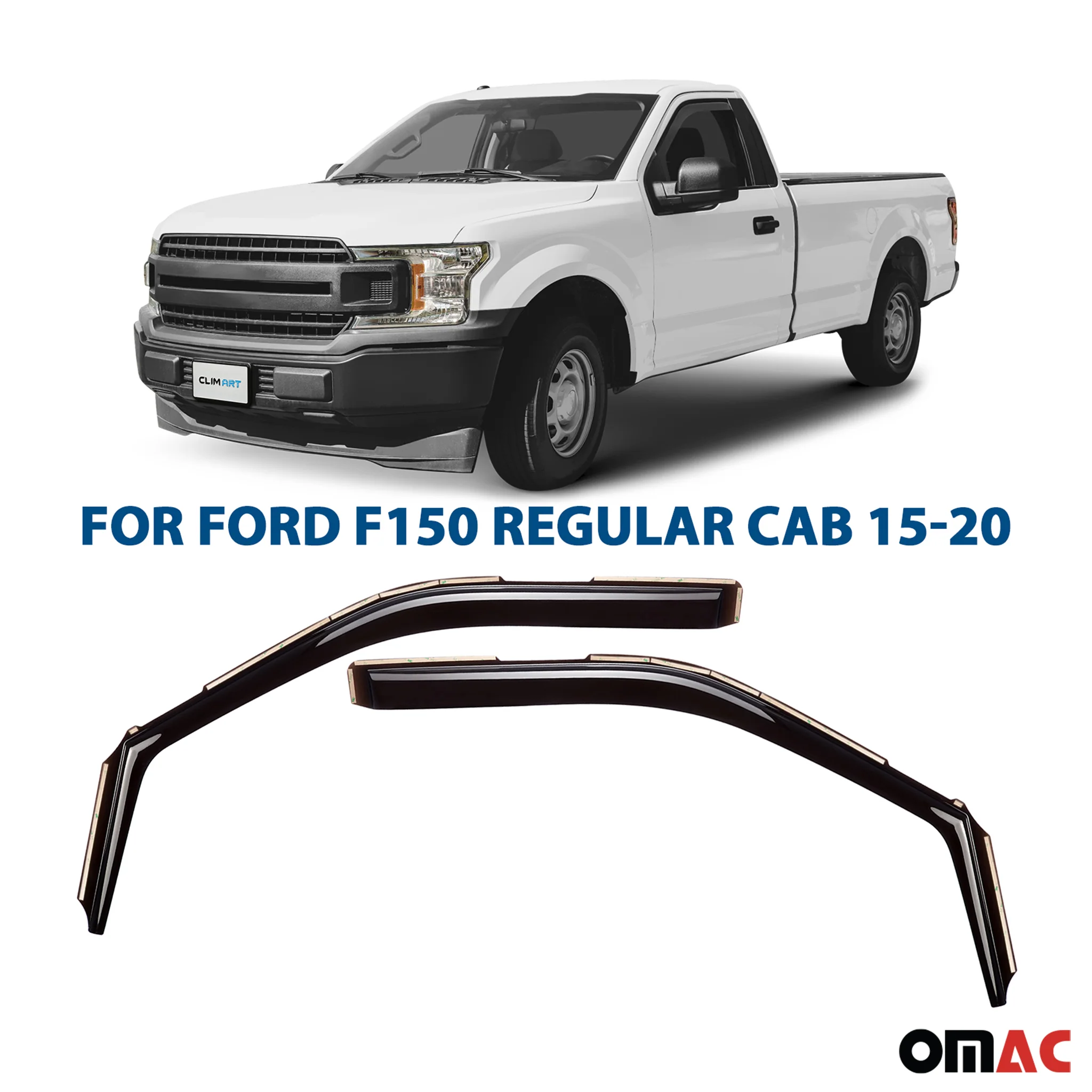 Clim Art Wind Deflectors for Ford F150 2015-2020 Regular Cab Shatterproof 2 Pcs - Image 2