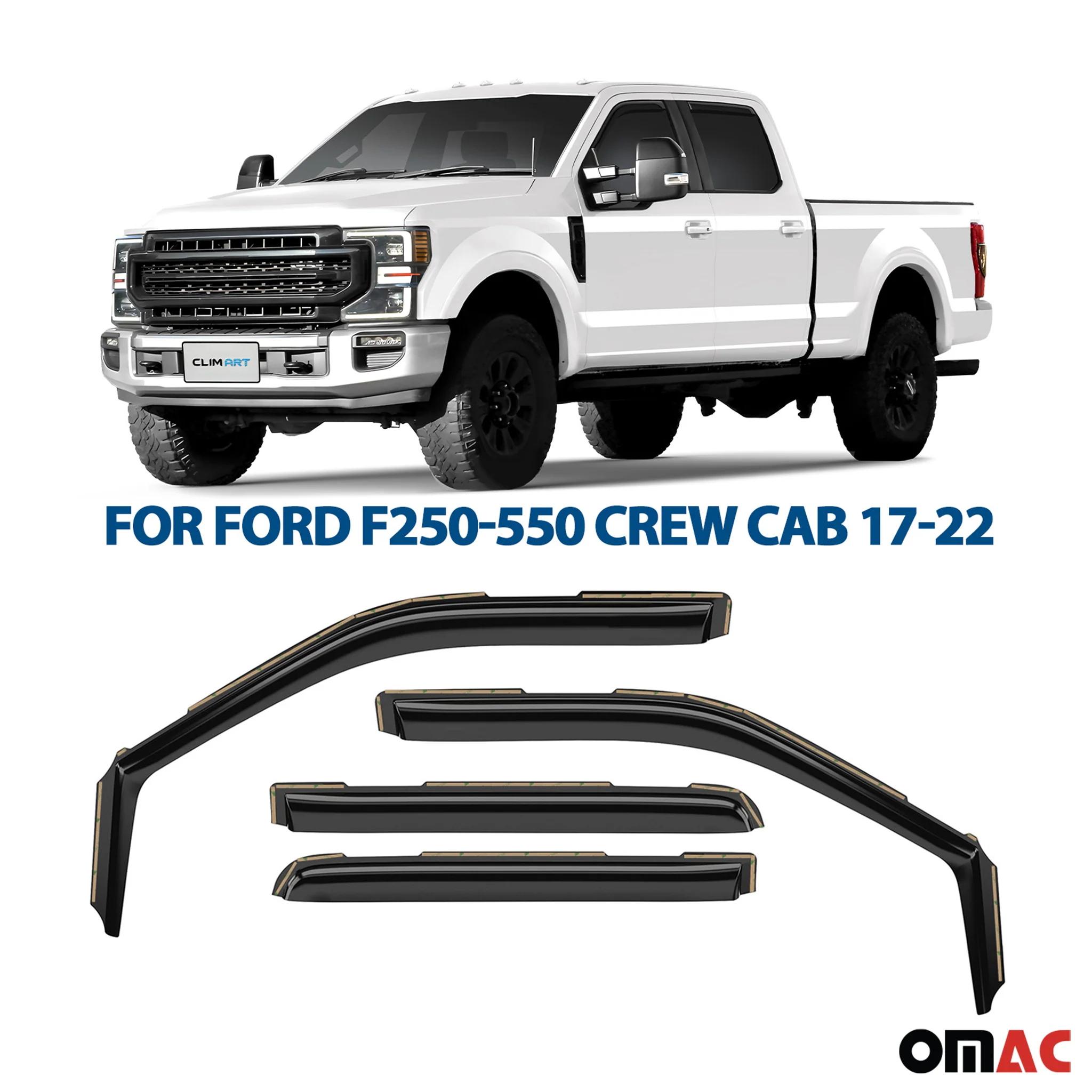 Clim Art Wind Deflectors for Ford F250 Super Duty 2017-2022 Crew Cab 4 Pcs - Image 2