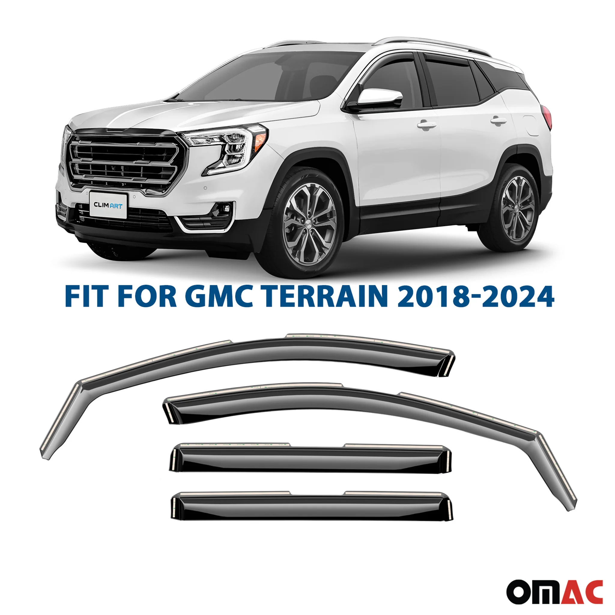 Clim Art Wind Deflectors for GMC Terrain 2018-2024 Shatterproof Dark Smoke 4 Pcs - Image 2