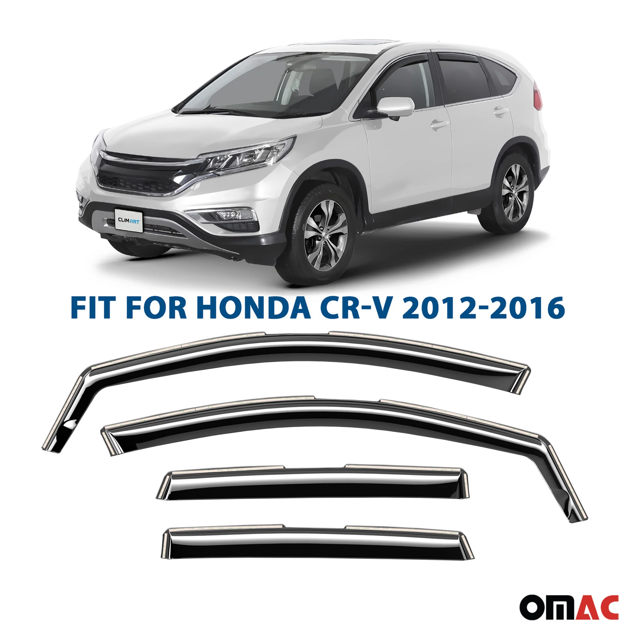 Clim Art Wind Deflectors for Honda CR-V (CRV) 2012-2016 Shatterproof 4 Pcs - Image 2