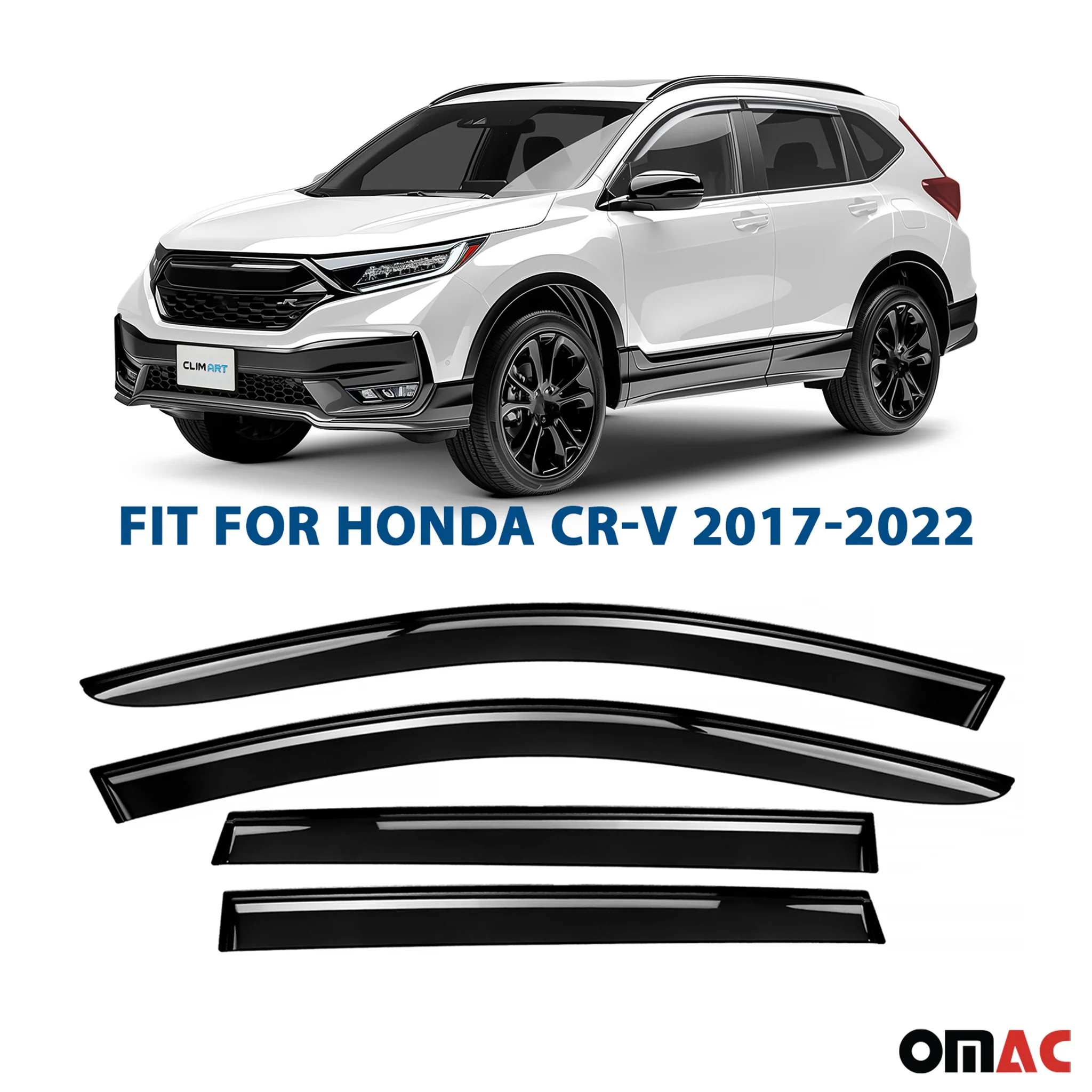 Clim Art Wind Deflectors for Honda CR-V (CRV) 2017-2022 Shatterproof Smoke 4 Pcs - Image 2