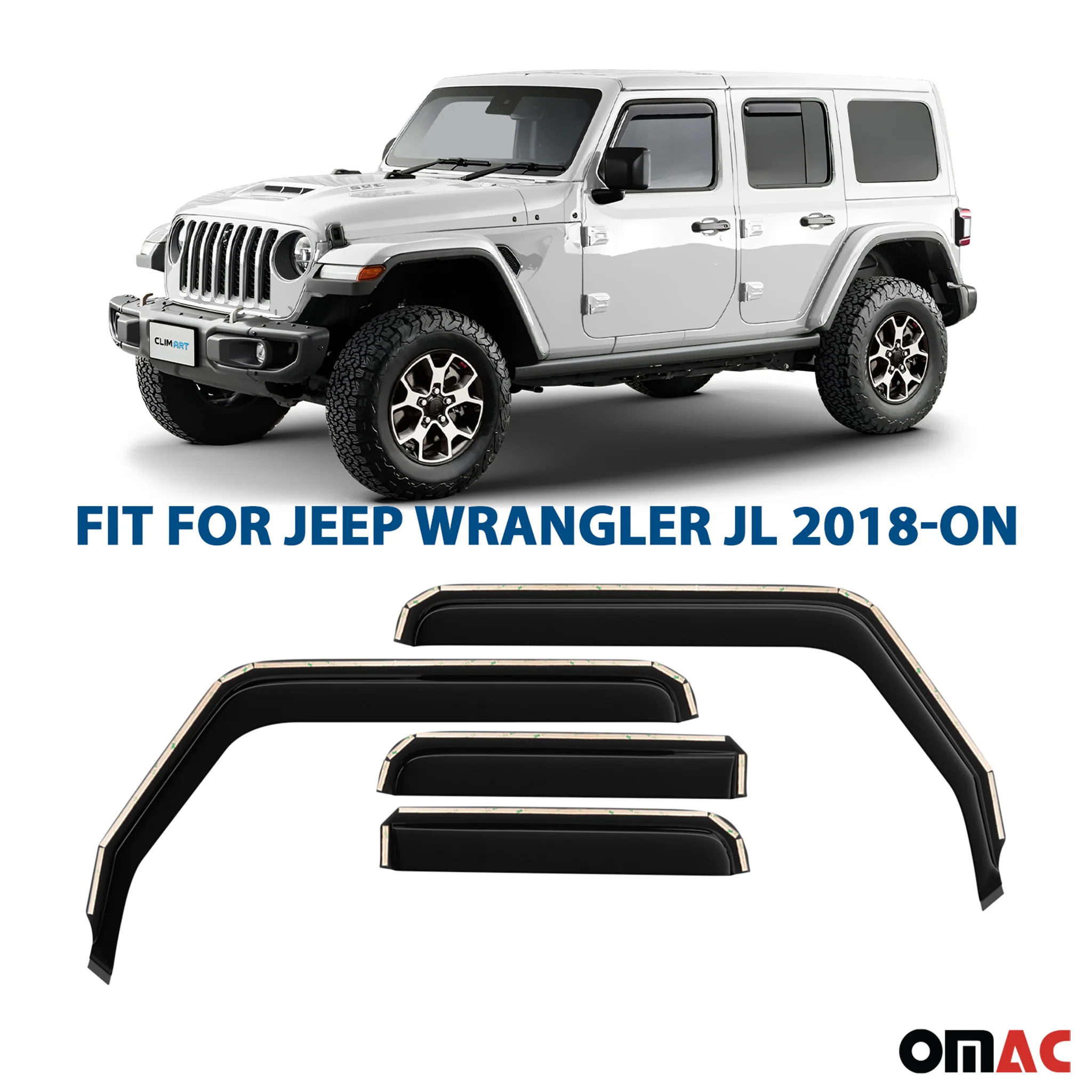 Clim Art Wind Deflectors for Jeep Gladiator 2020-2025 Shatterproof Smoke 4Pcs - Image 2