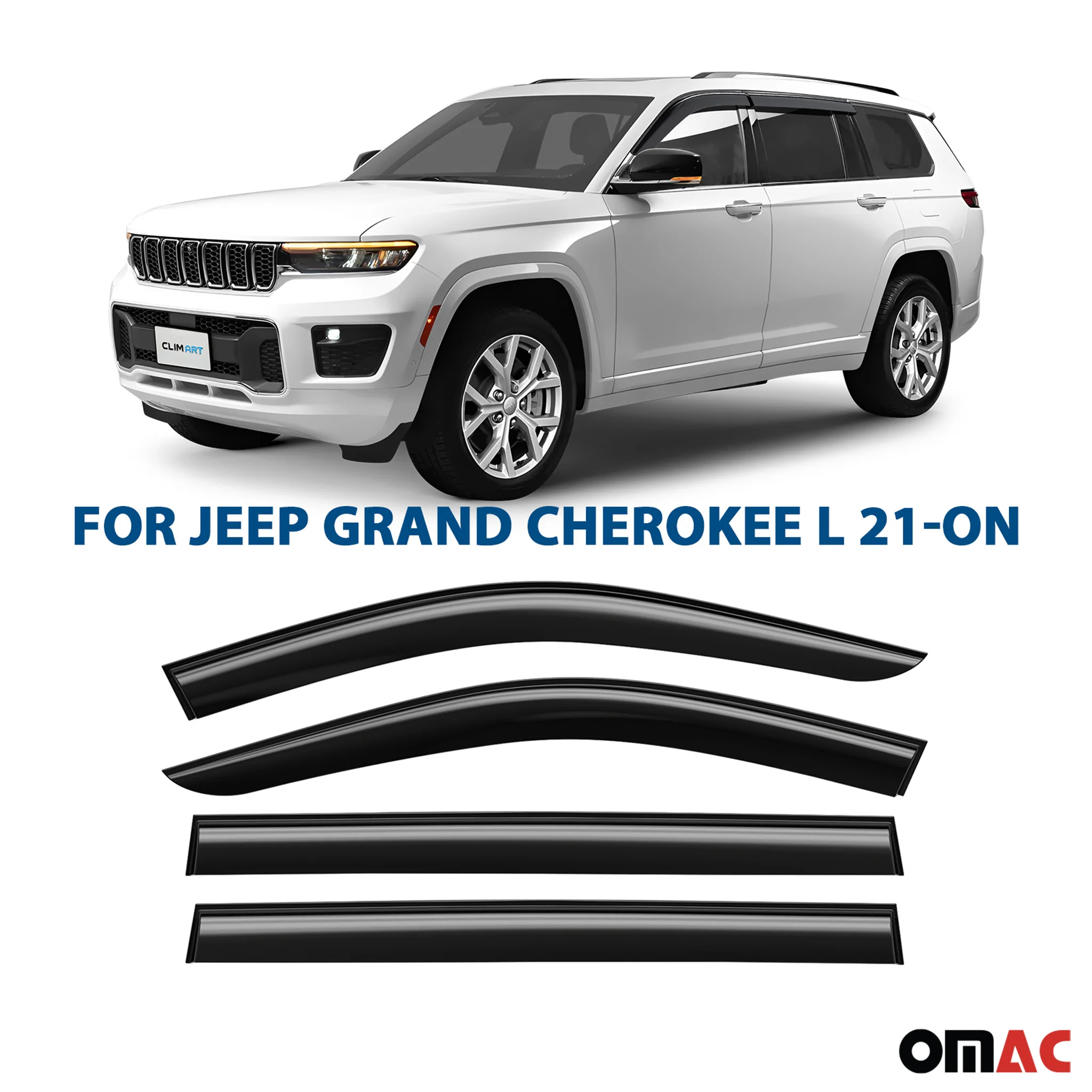 Clim Art Wind Deflectors for Jeep Grand Cherokee L 2021-2025 Tape-On 4 Pcs - Image 2
