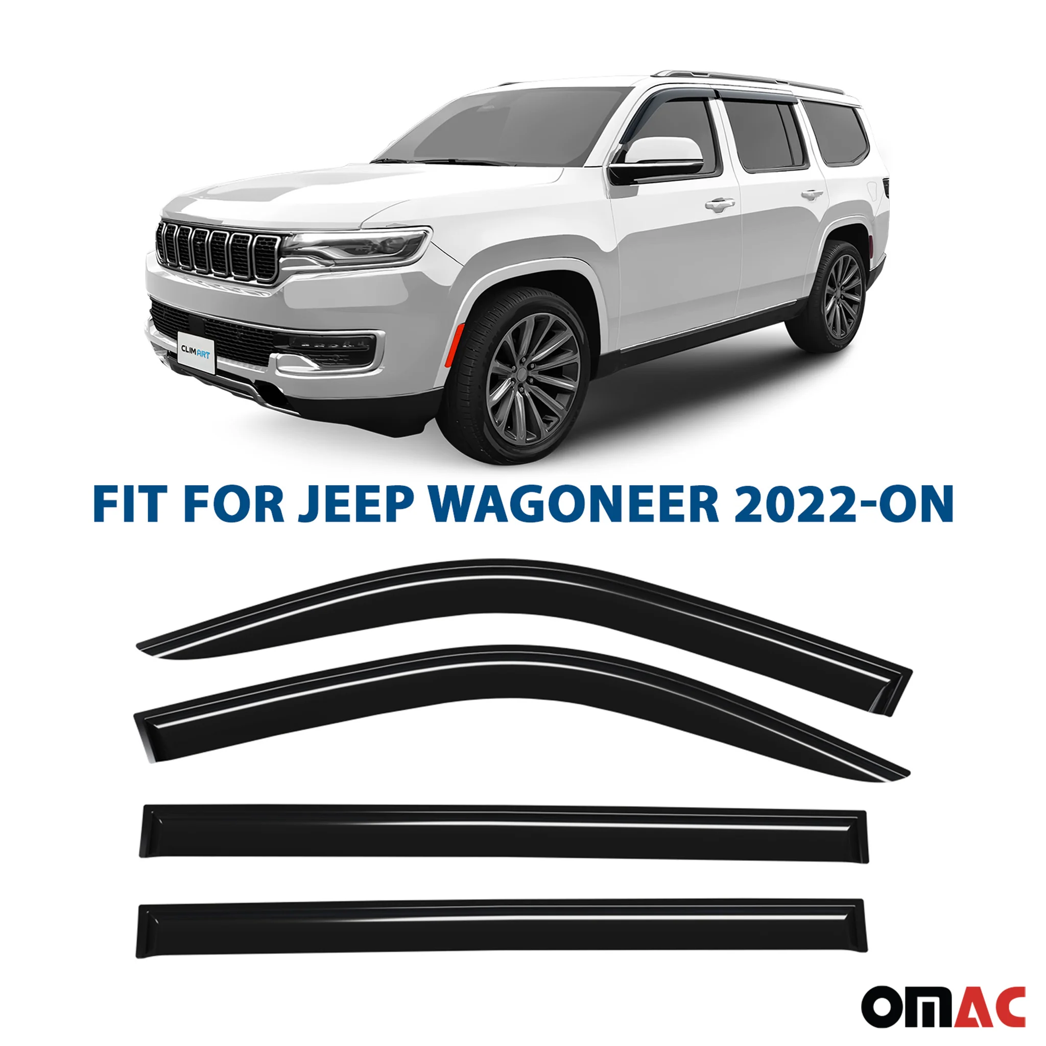 Clim Art Wind Deflectors for Jeep Wagoneer 2022-2025 Shatterproof Smoke 4 Pcs - Image 2
