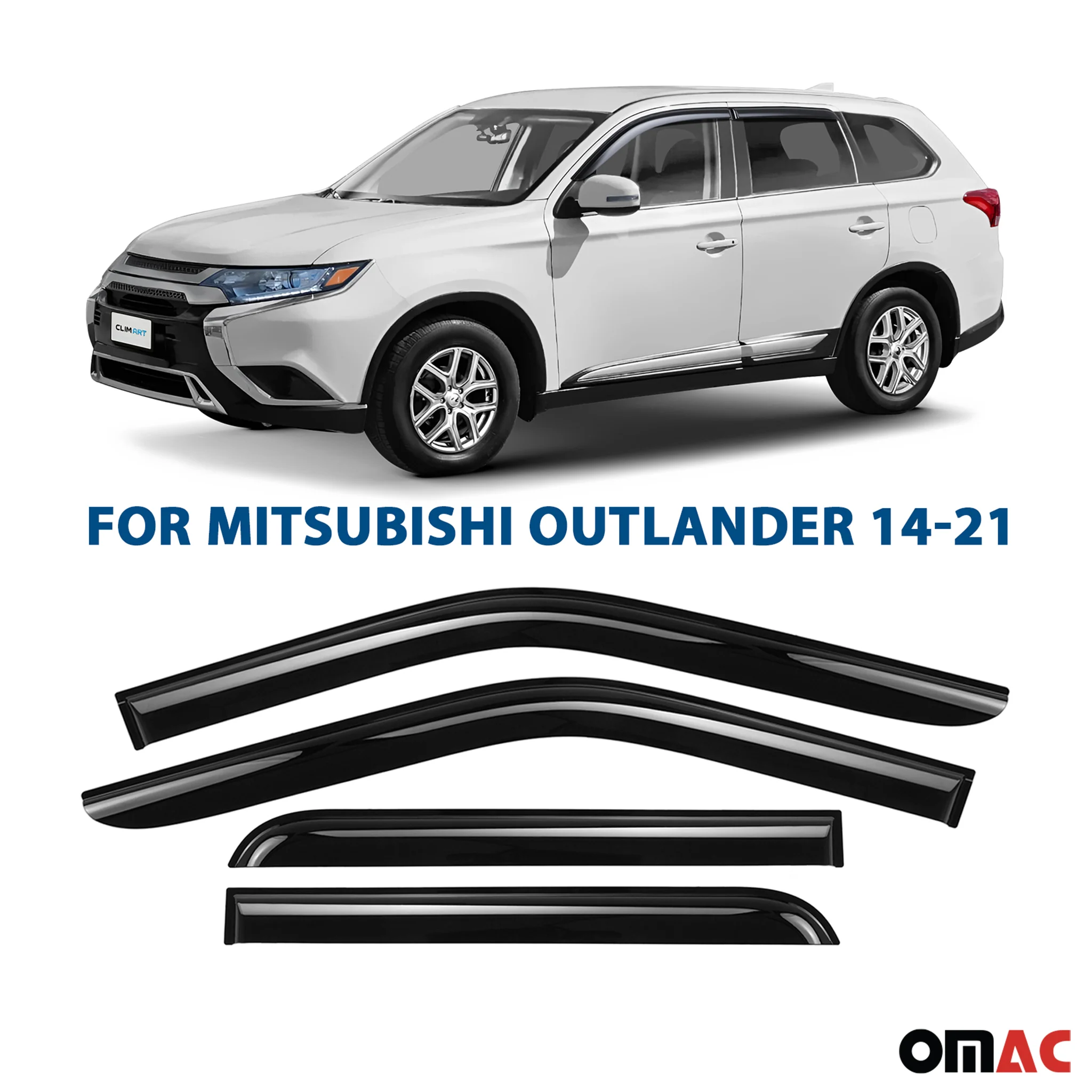 Clim Art Wind Deflectors for Mitsubishi Outlander 2014-2021 Shatterproof 4x - Image 2