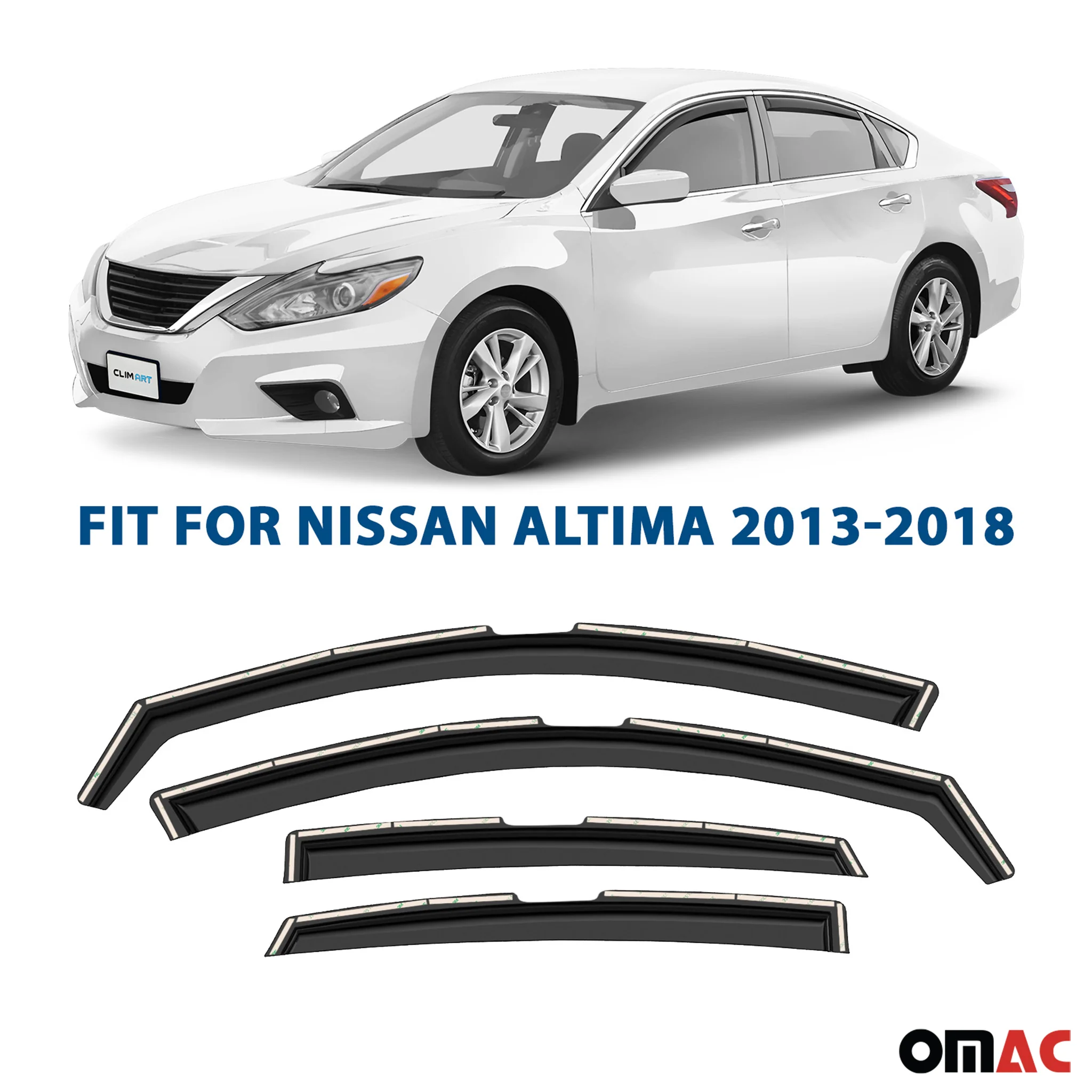 Clim Art Wind Deflectors for Nissan Altima 2013-2018 Shatterproof Dark Smoke 4x - Image 2