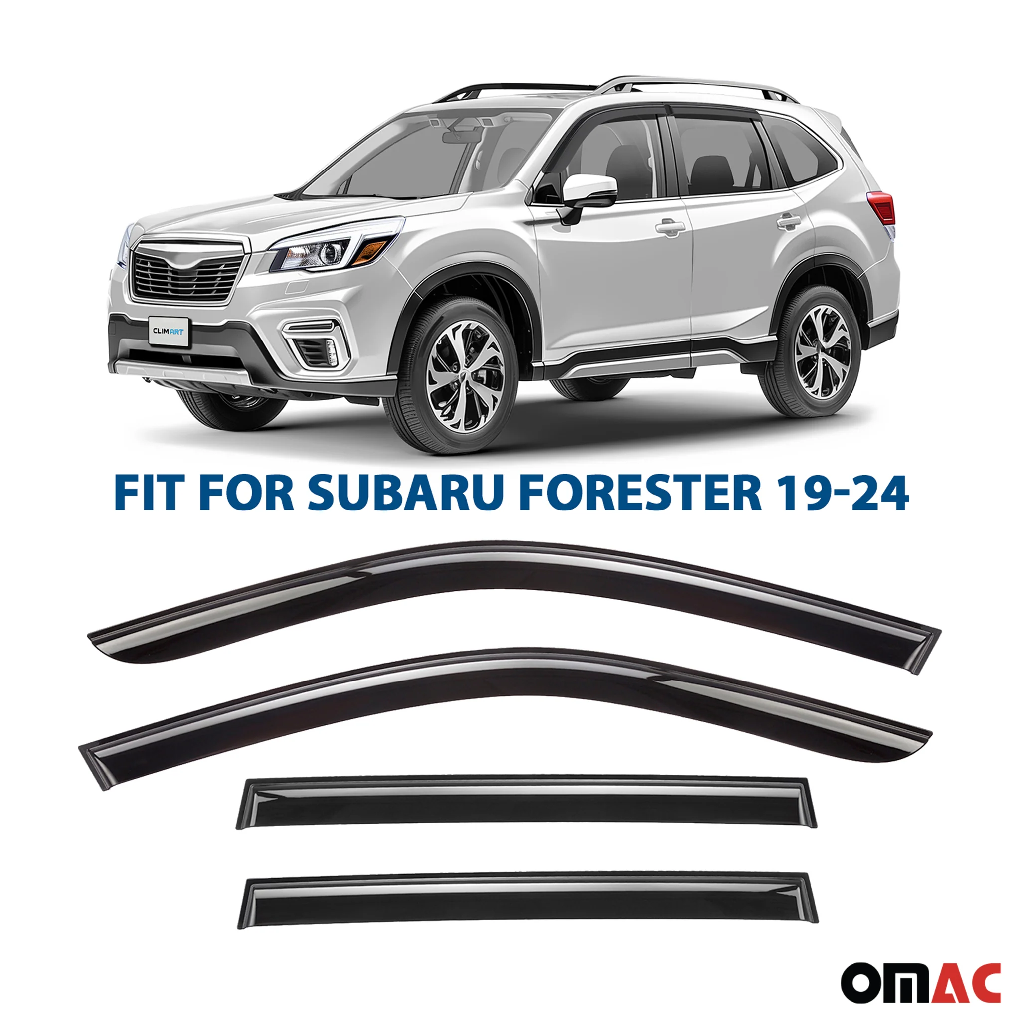 Clim Art Wind Deflectors for Subaru Forester 2019-2024 Shatterproof Smoke 4 Pcs - Image 2