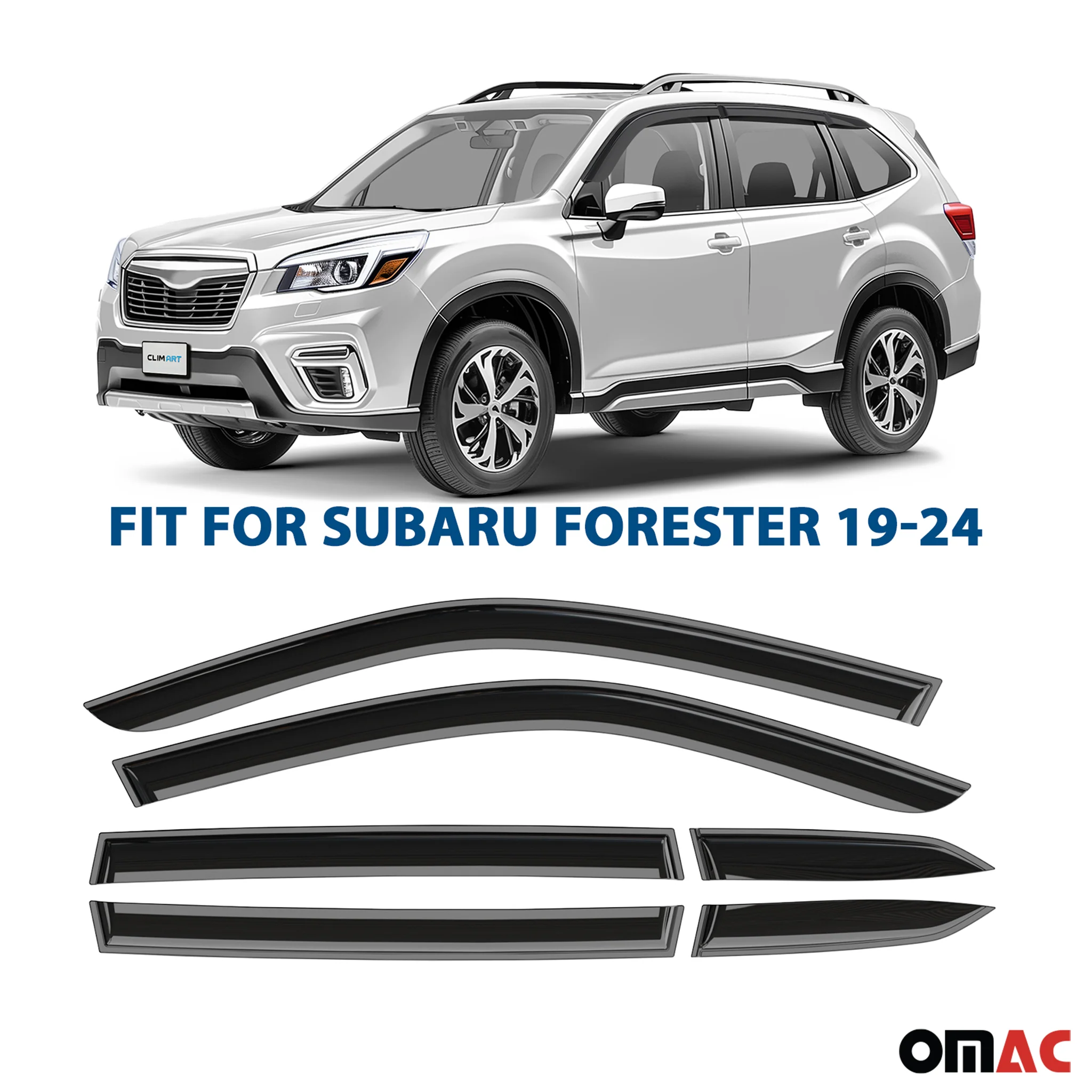 Clim Art Wind Deflectors for Subaru Forester 2019-2024 Smoke 6 Pcs - Image 2