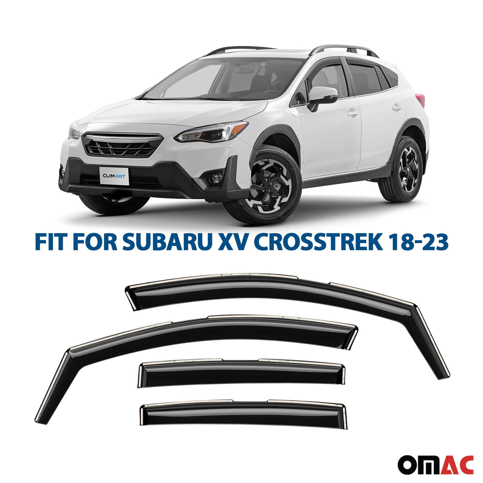 Clim Art Wind Deflectors for Subaru XV Crosstrek 2018-2023 Shatterproof 4 Pcs - Image 2