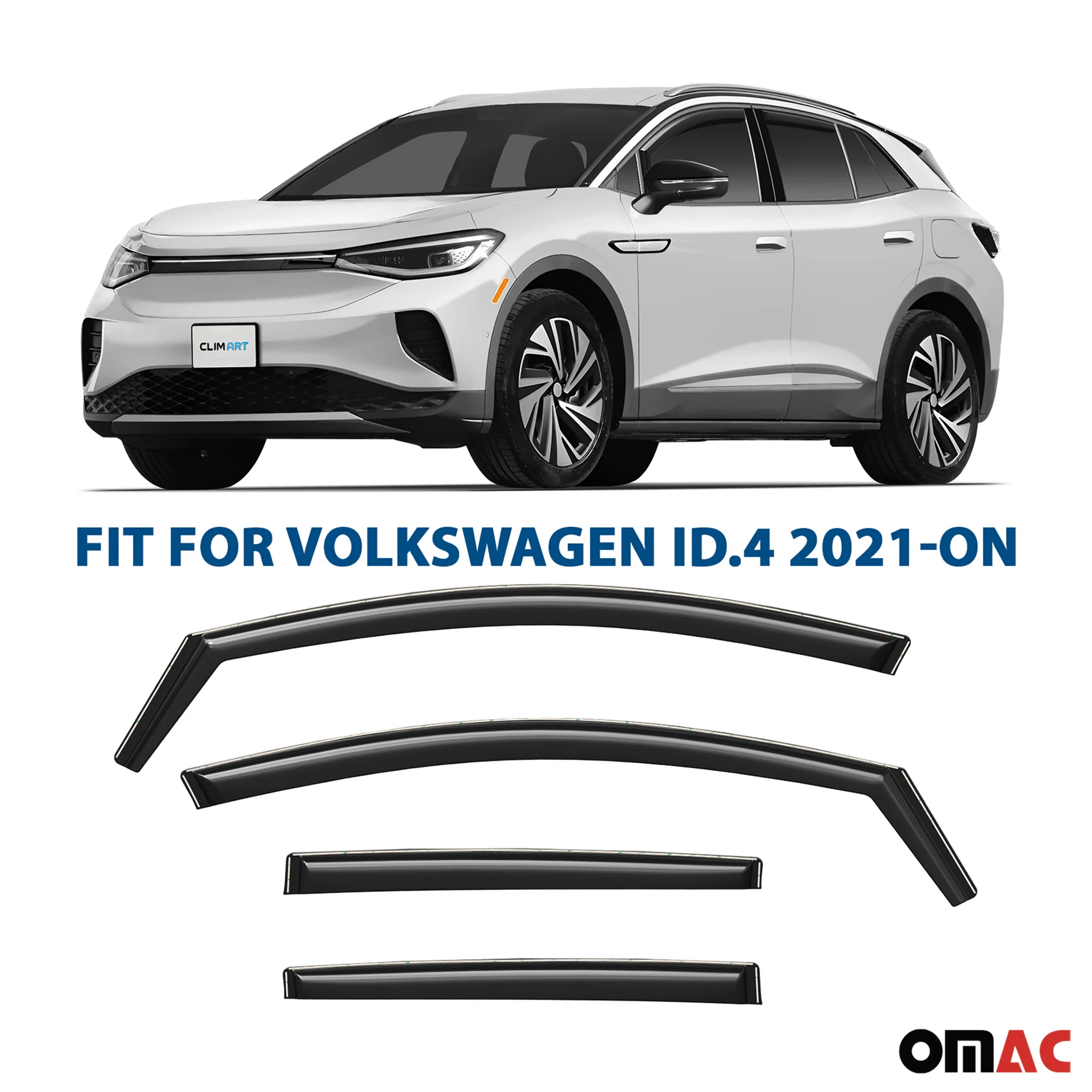 Clim Art Wind Deflectors for VW ID.4 2021-2025 Shatterproof Dark Smoke 4 Pcs - Image 2