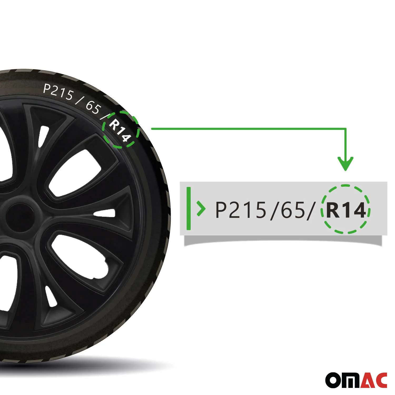ColorFlex Hub Caps Wheel Cover 14" Black Matt & Black Full Set 4 pcs. - Image 5